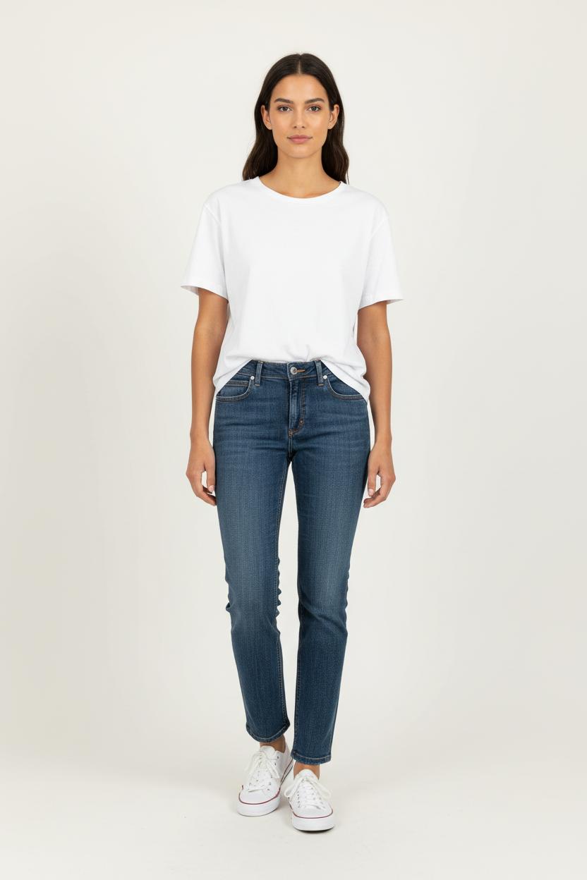 Cropped slim jeans with studs ACNE STUDIOS - Seconde Main Blue