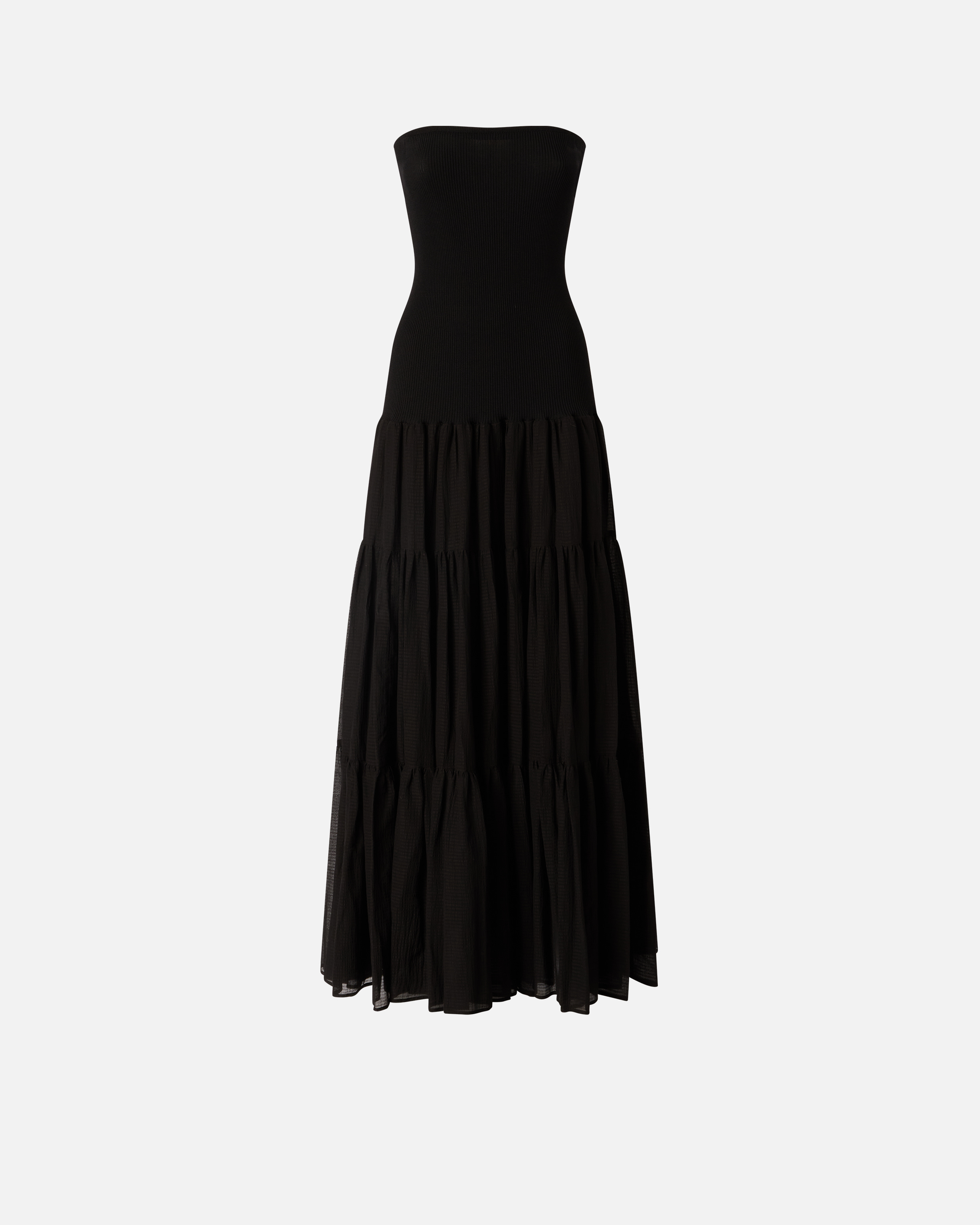 Long dress with ribbed top and ruffled skirt PINKO Black