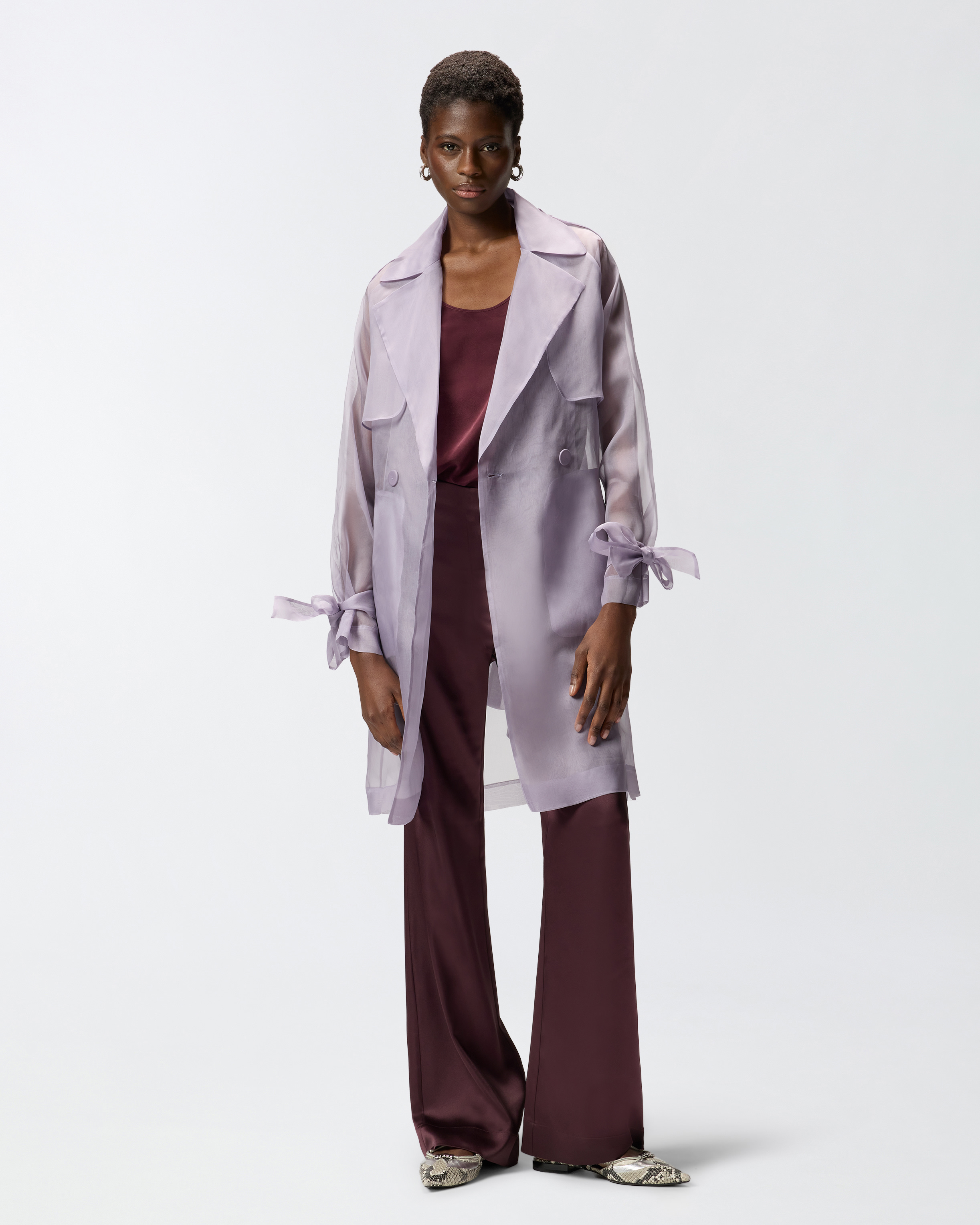 Trench en organza de soie PINKO Violet