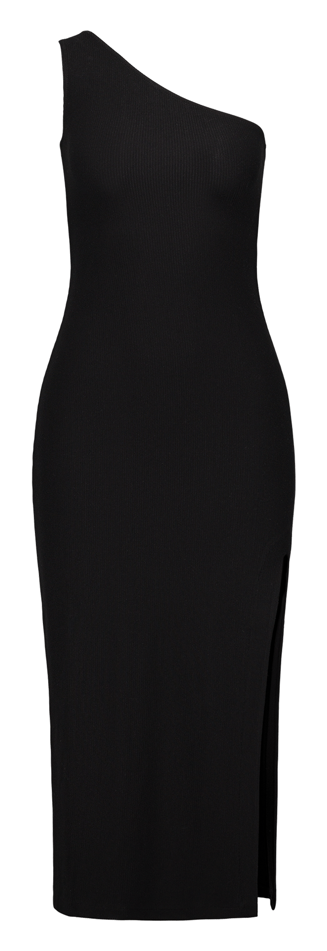 Fitted dress with asymmetric sleeve FLAIR Black