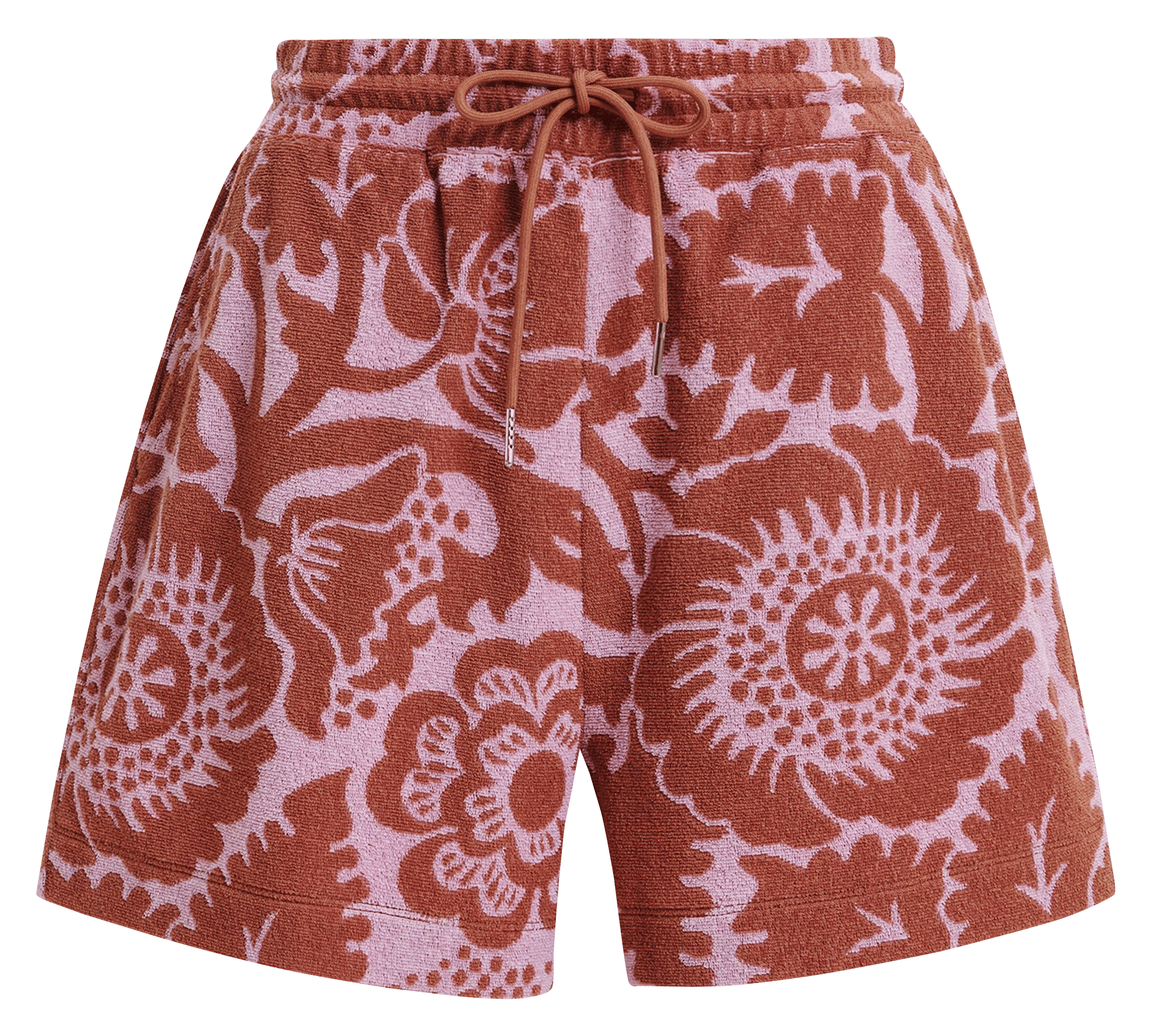 Kurze High-Waist-Hose aus geblümtem Jacquard. ESSENTIEL ANTWERP Braun