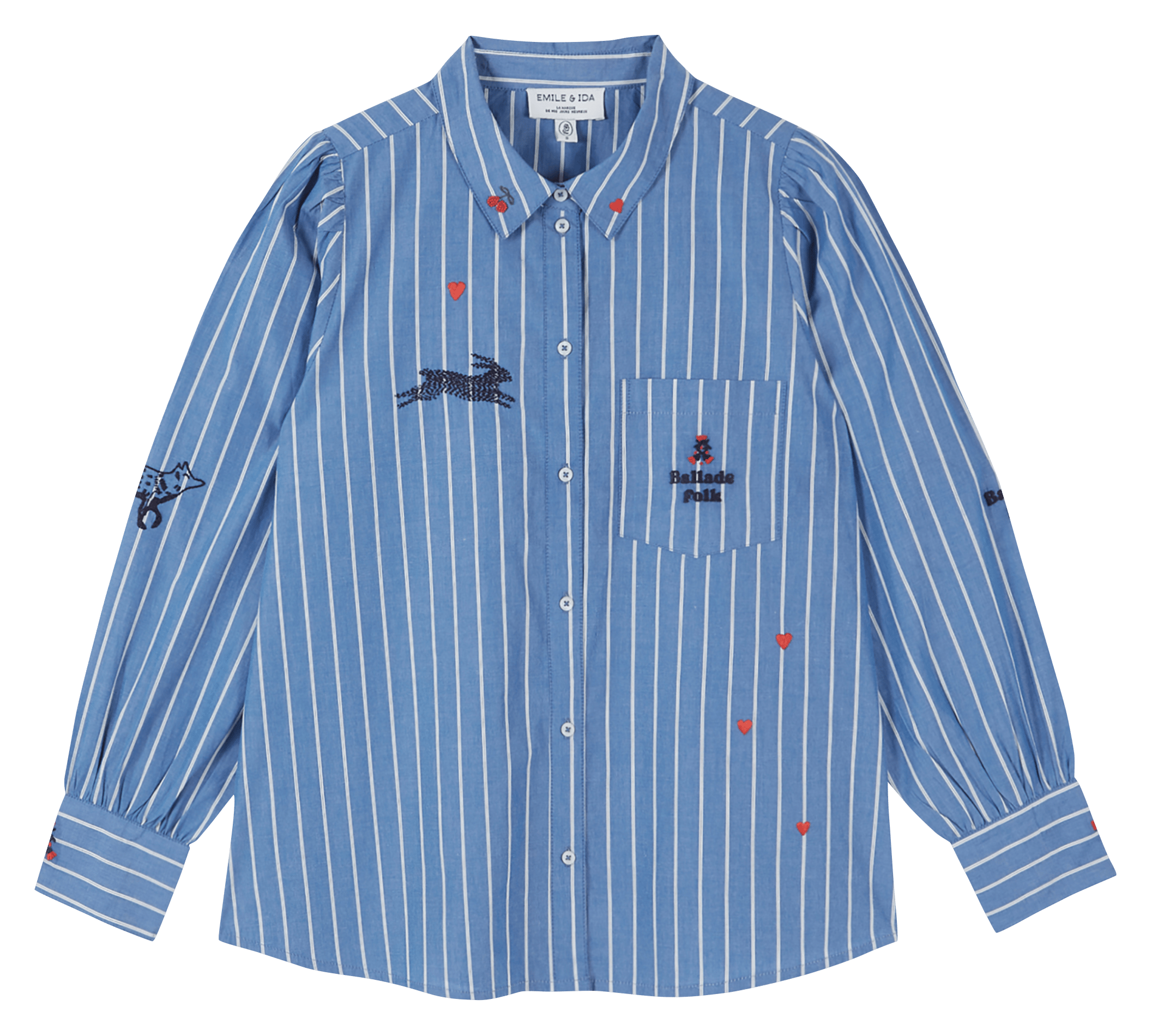 Chemise col classique en coton bio EMILE ET IDA Bleu