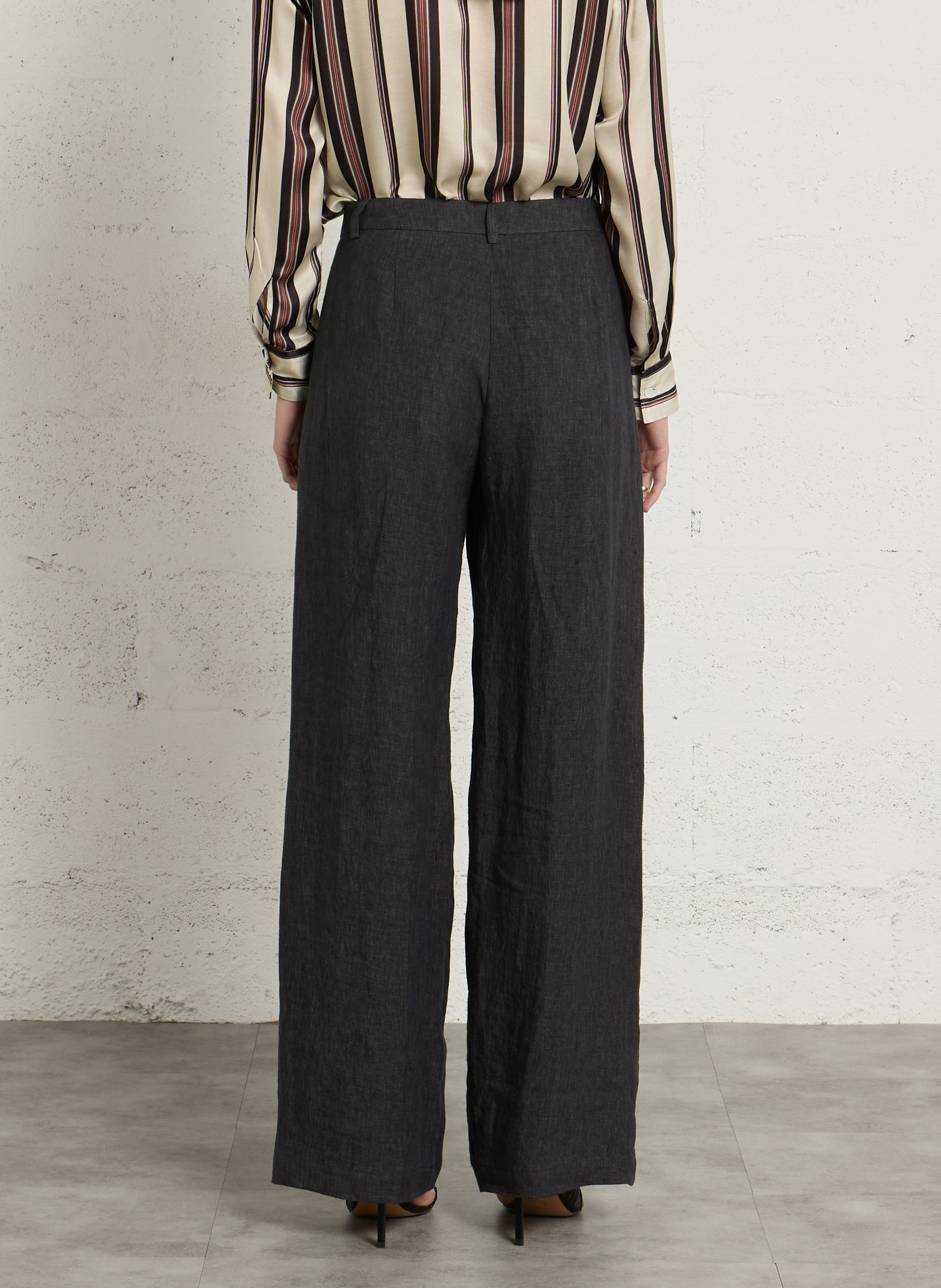 Pantalon large en lin DIEGA Gris
