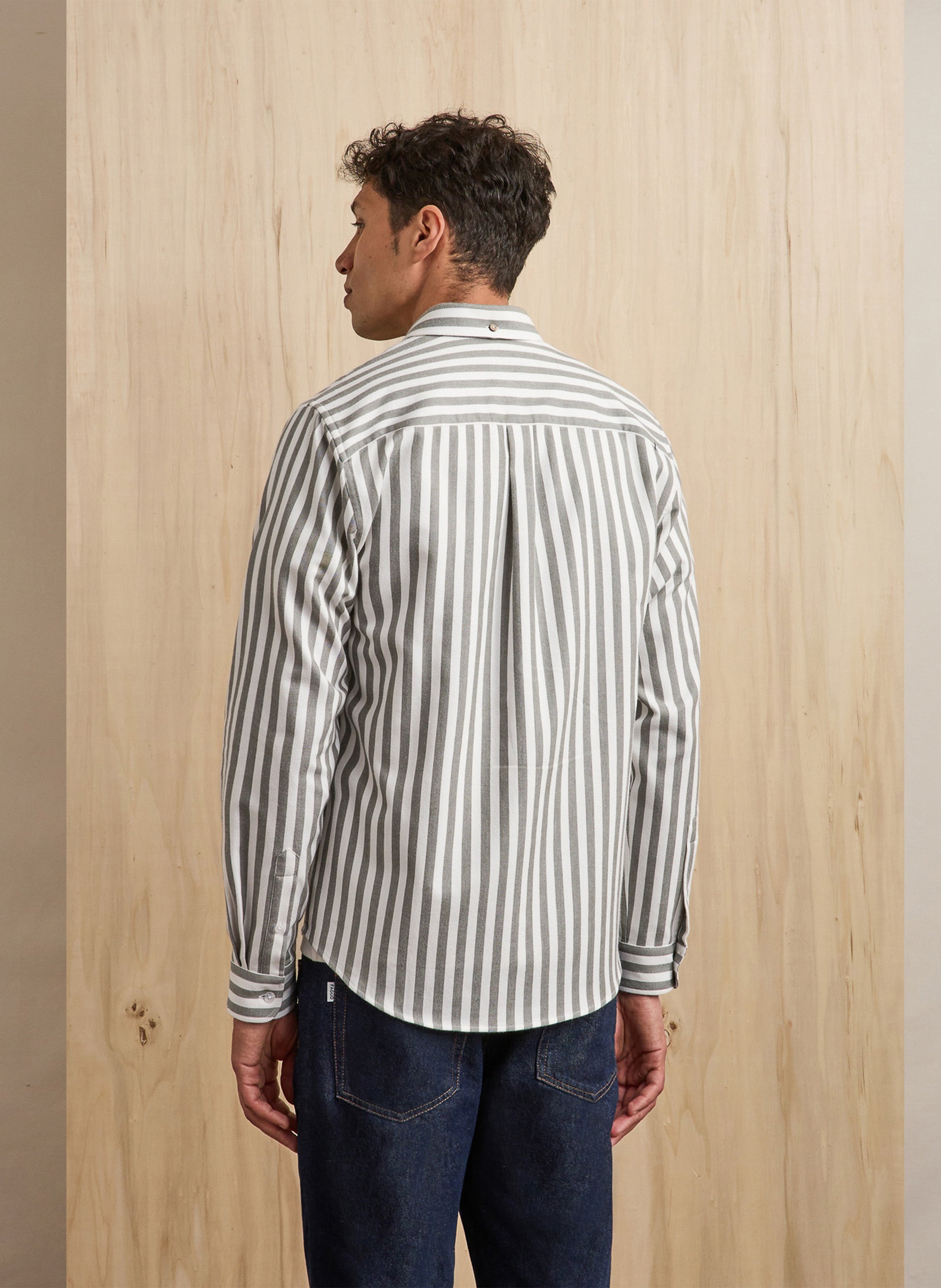 Chemise col classique en coton FAGUO Kaki