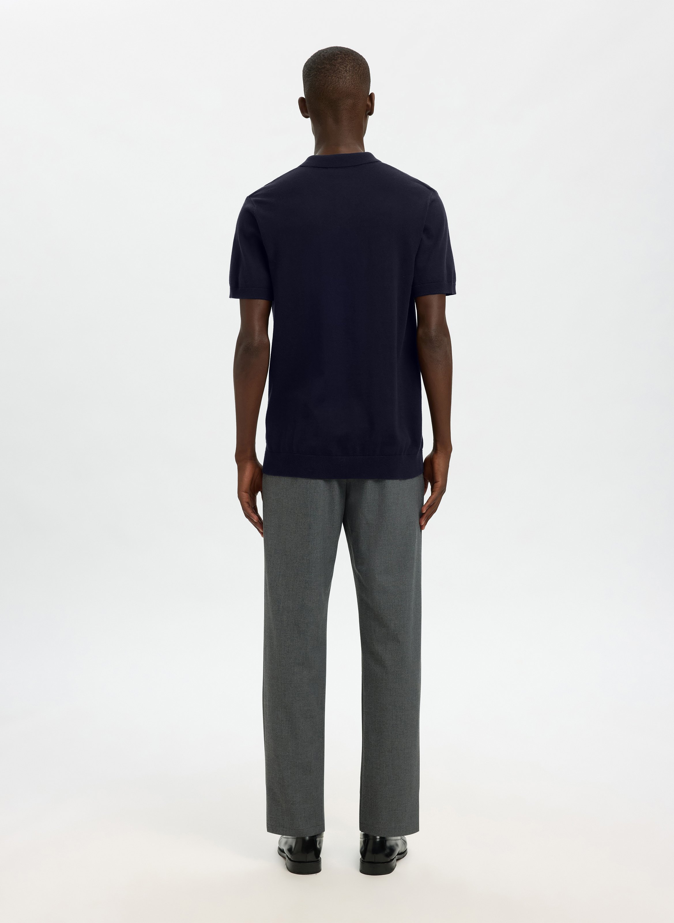 Straight cotton knit polo SELECTED Blue