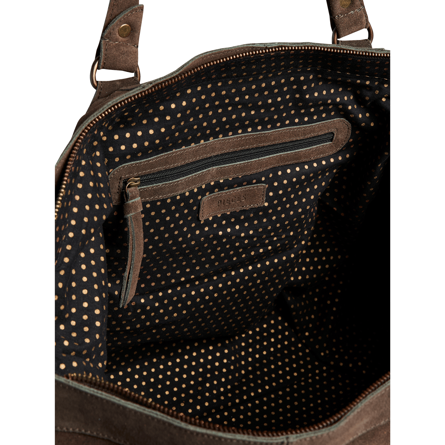 leather shoulder bag PIECES Brown