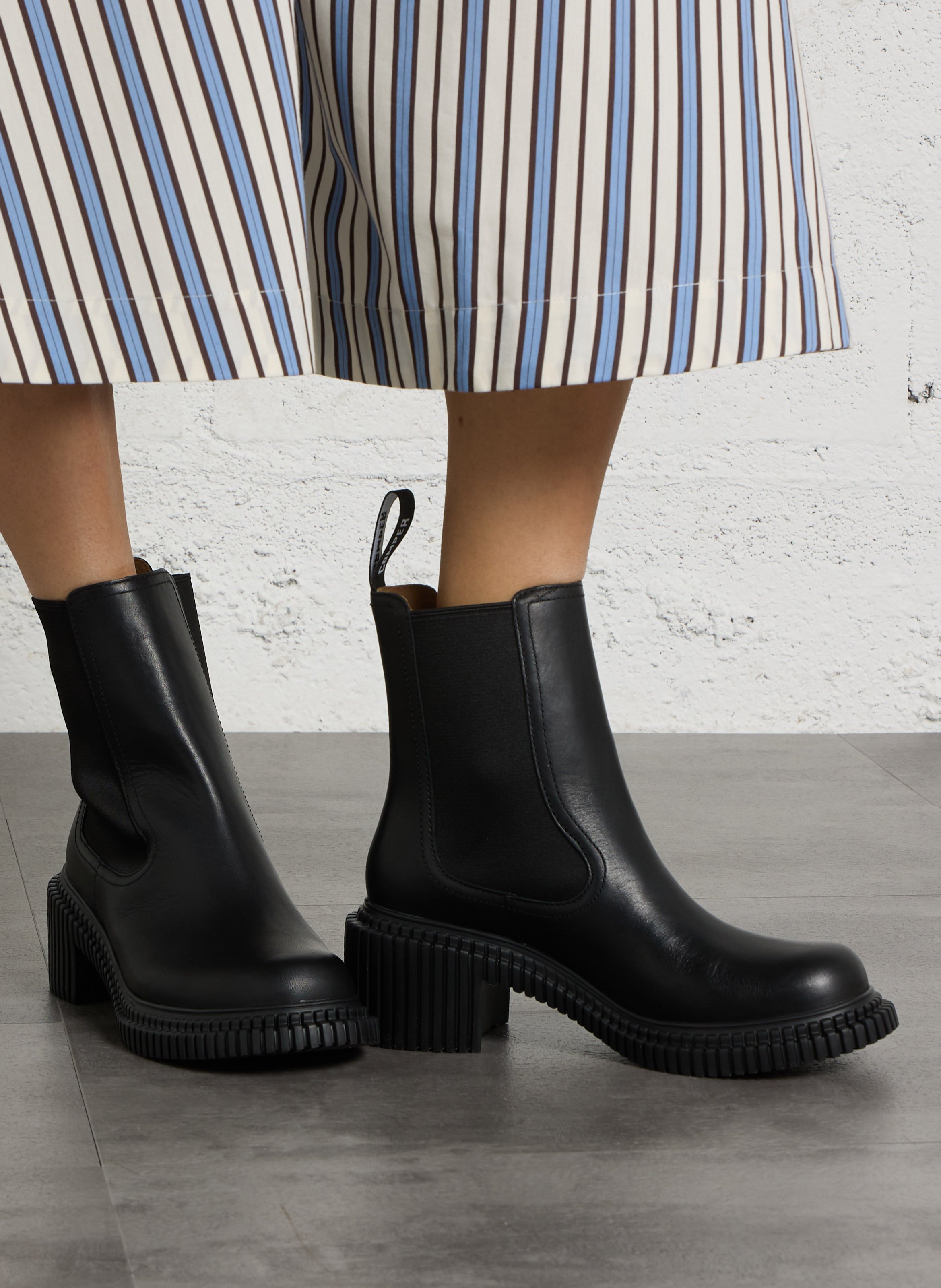 Mid-high boots in mixed leather CAMPER Black
