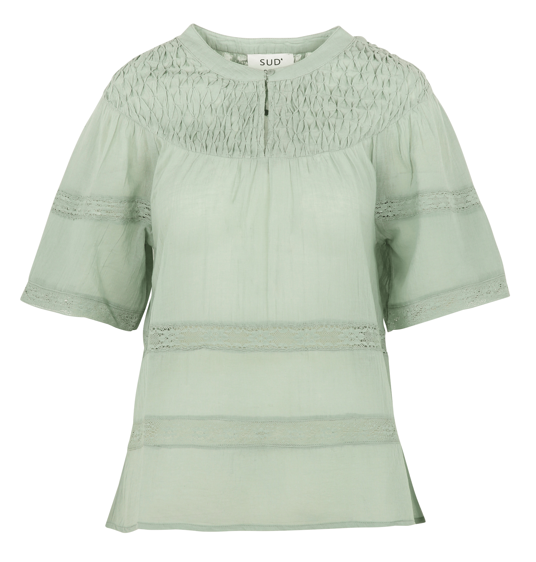 Top droit col rond en coton SUD EXPRESS Vert