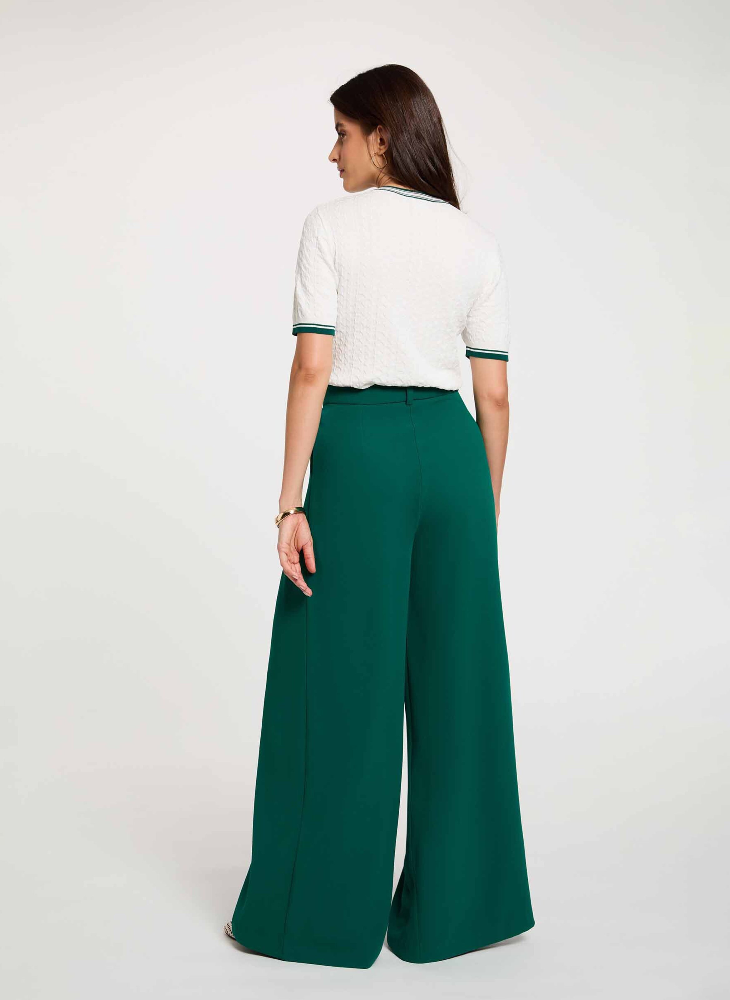 High-waisted wide-leg pants | Green MORGAN Women