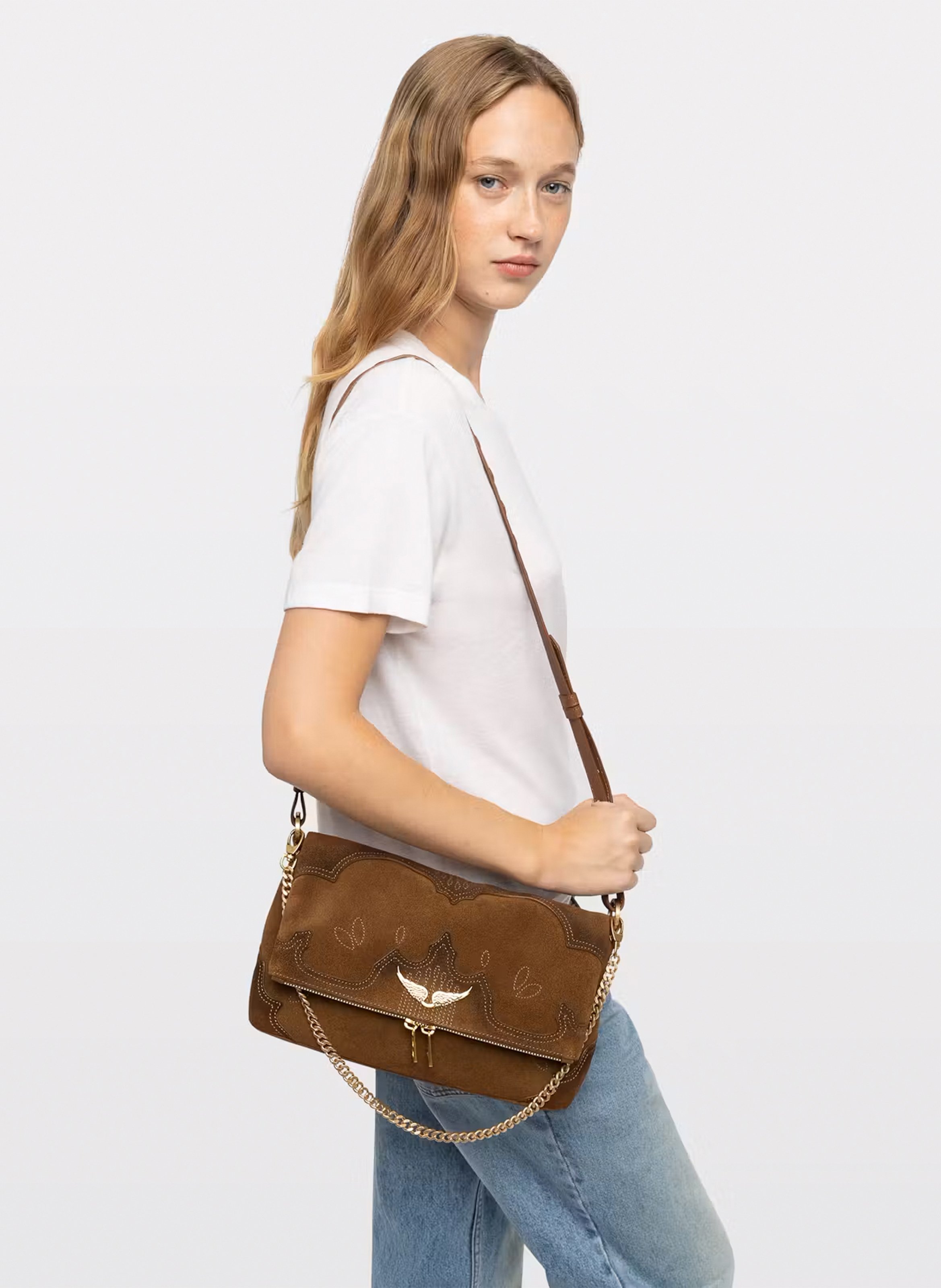 Sac bandoulière en cuir ZADIG&VOLTAIRE Marron