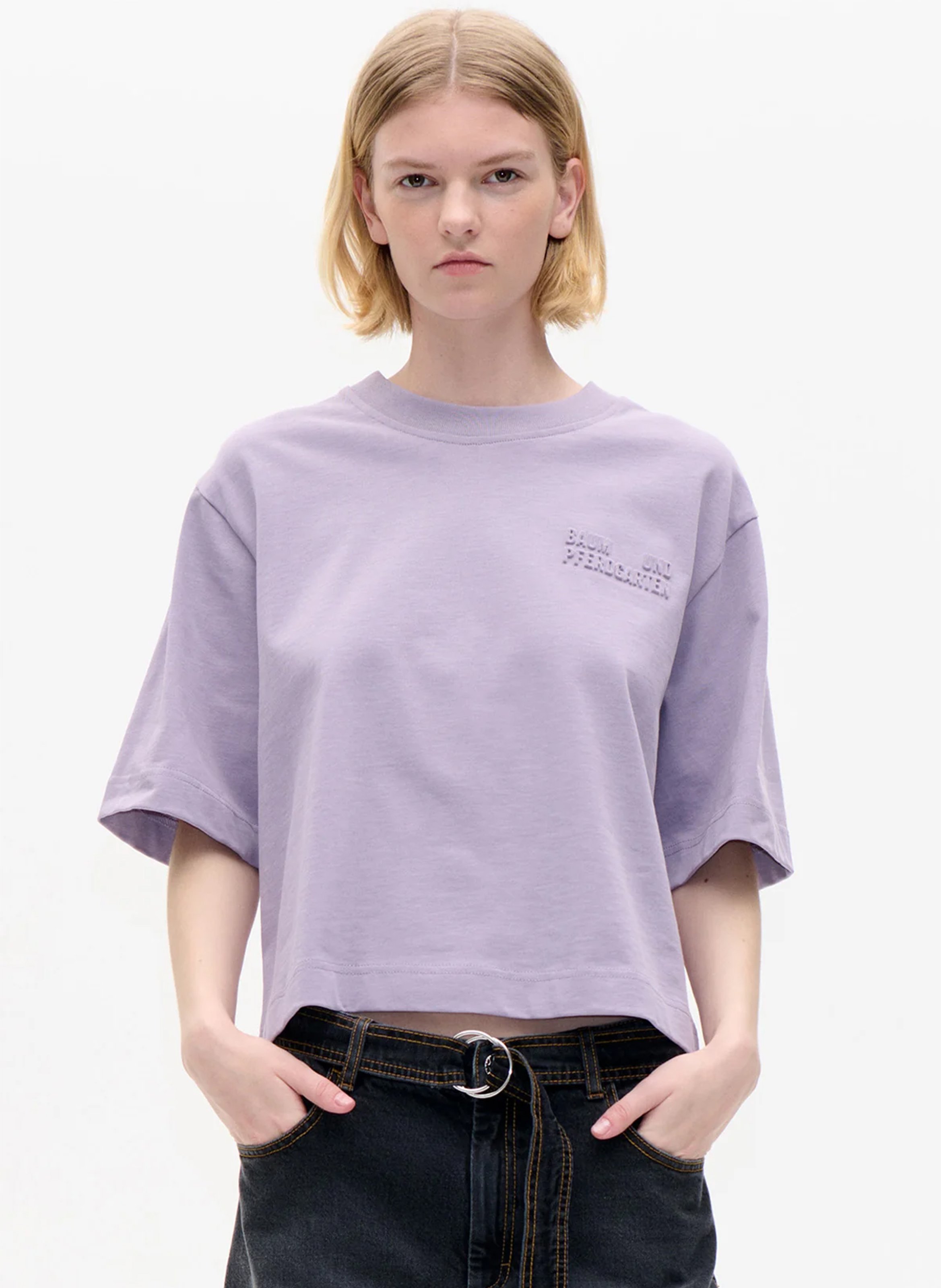 Oversized T-shirt met ronde hals van biologisch katoen BAUM UND PFERDGARTEN Violet