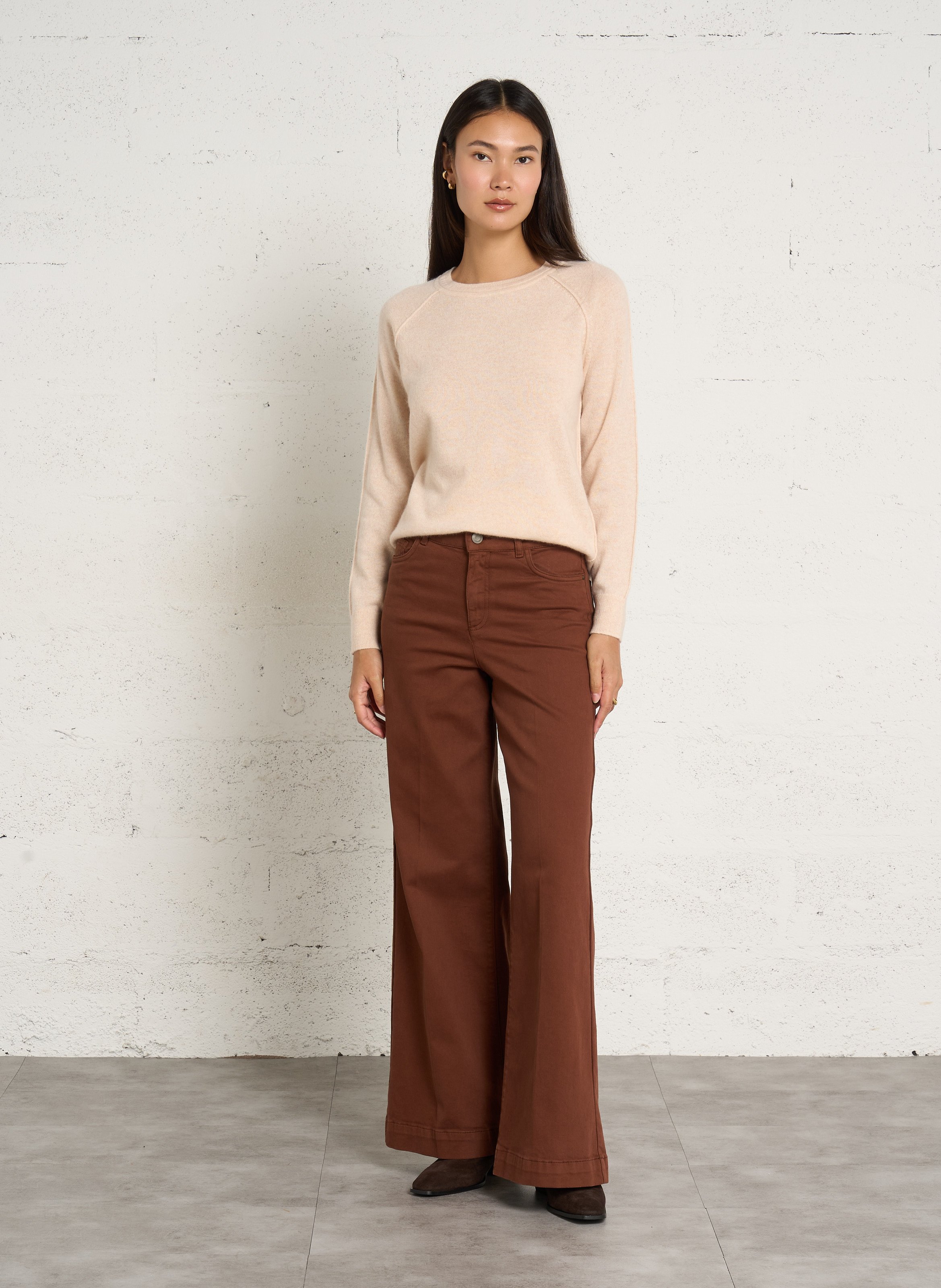Gerade geschnittene Hose aus gemischter Baumwolle MAISON 123 Beige
