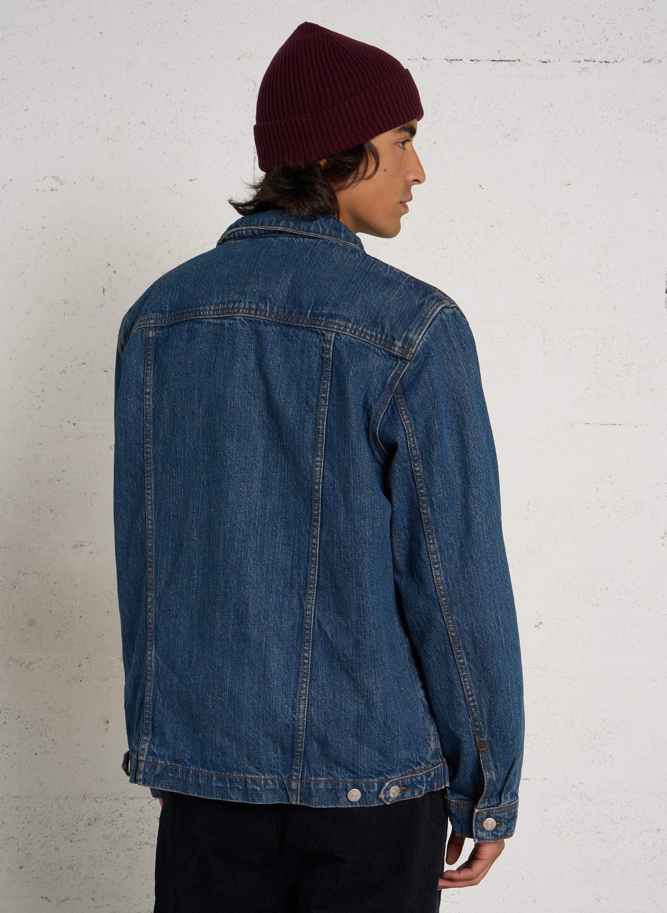 Veste en jean en coton droite SOLID Bleu