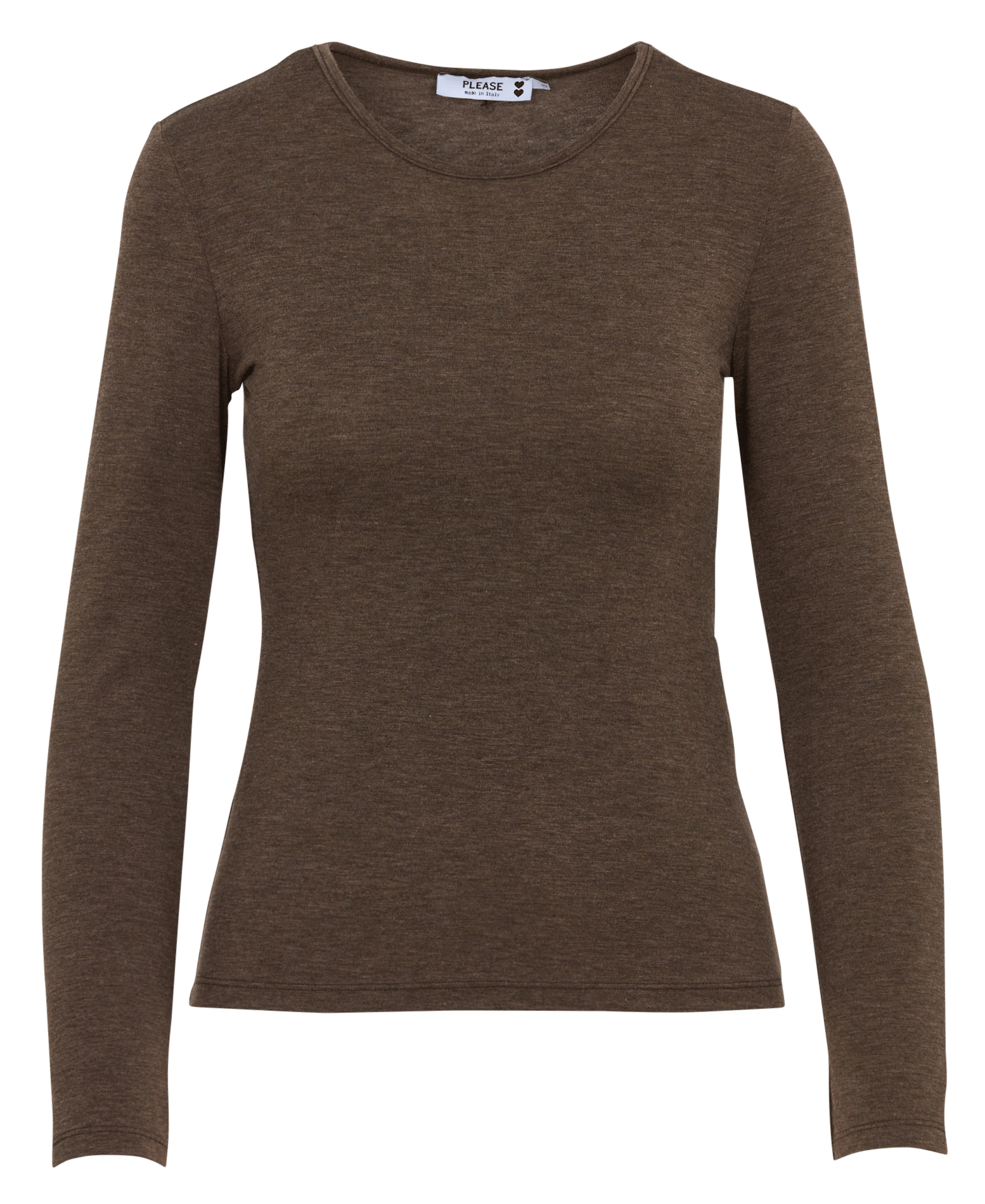 Tee-shirt cintré col rond manches longues  PLEASE
