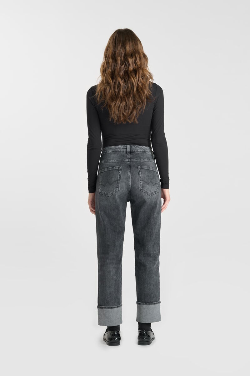 High-waisted loose-fit zip jeans LE TEMPS DES CERISES Grey
