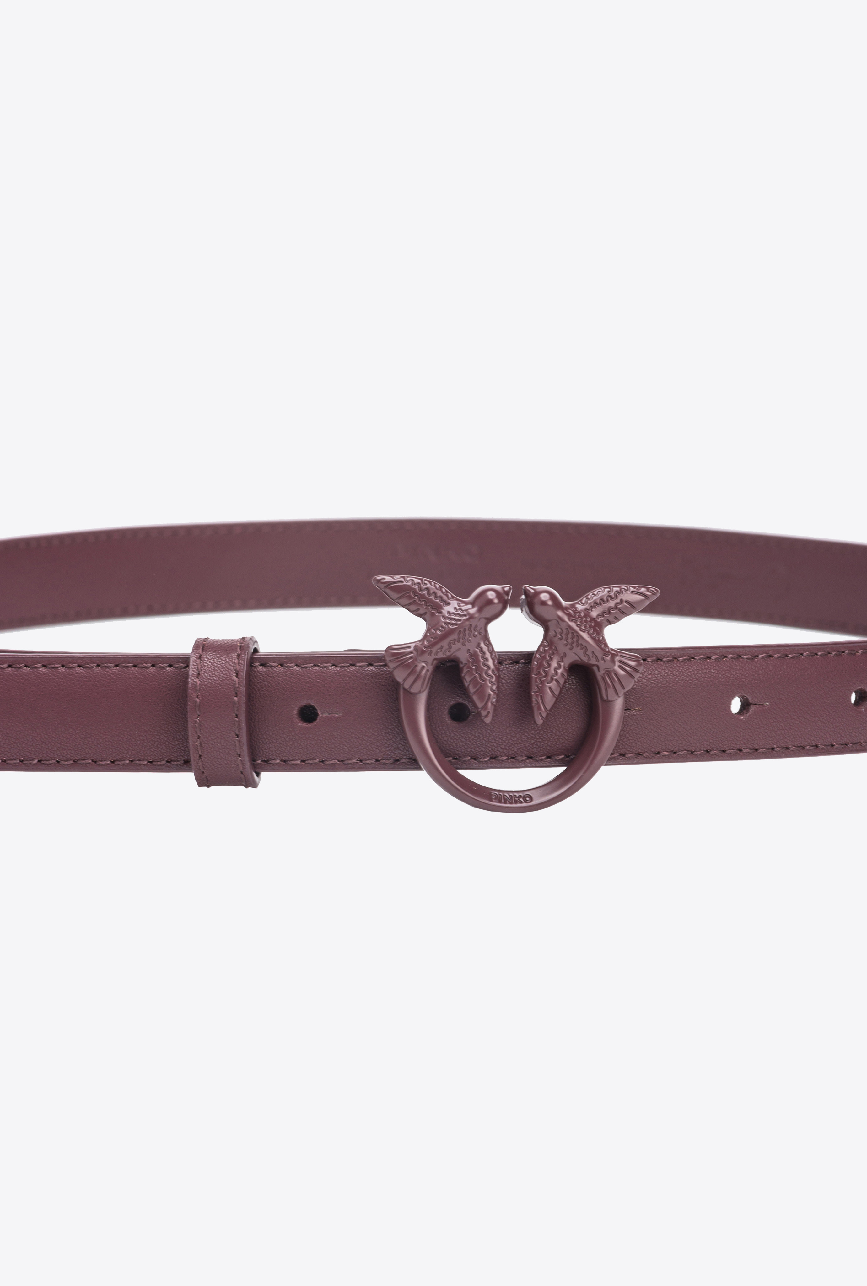 Fine ceinture love birds en cuir color block 2cm PINKO Rouge