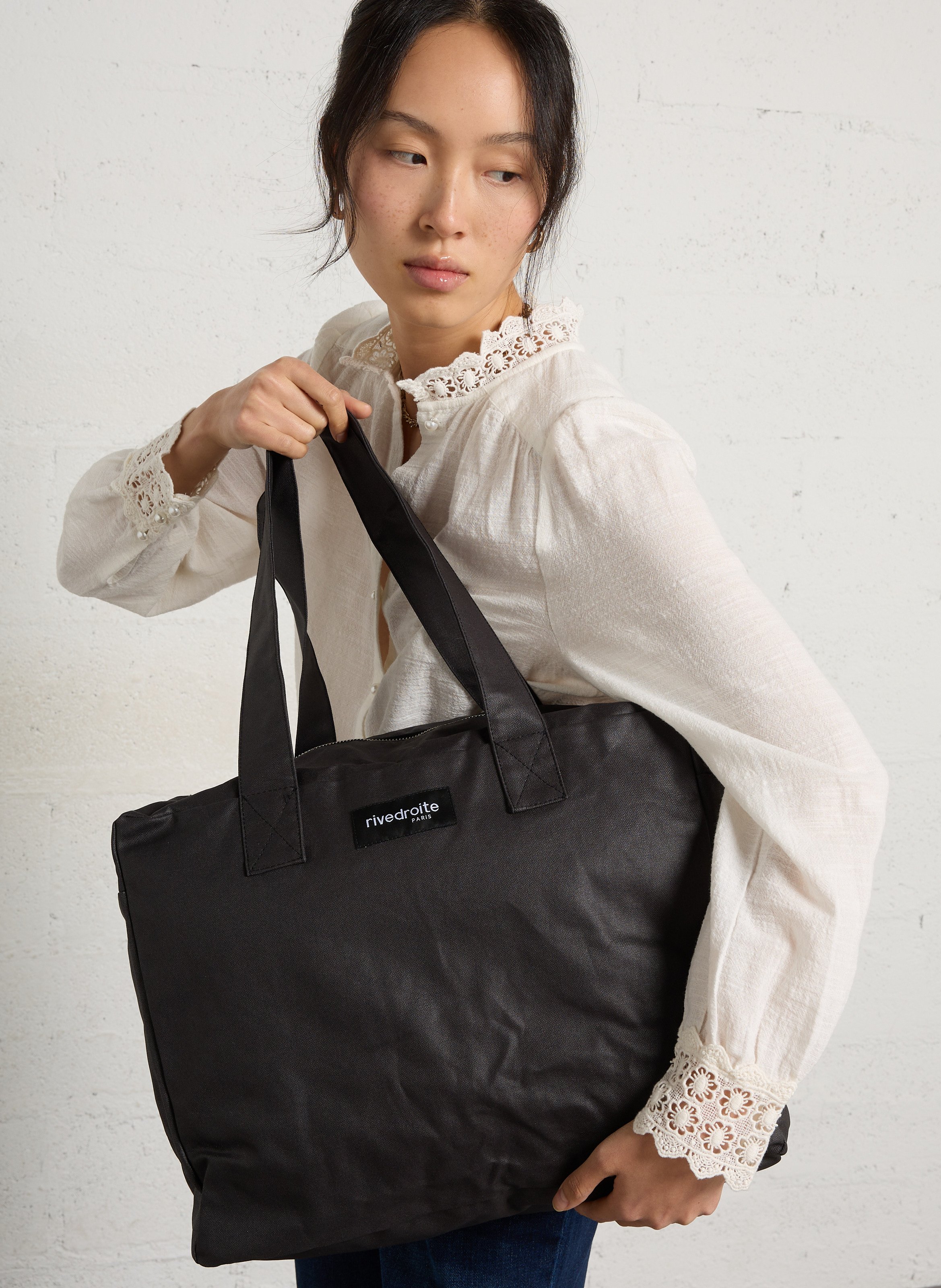 Weekender-Tasche aus recycelter Baumwolle RIVEDROITE PARIS Schwarz