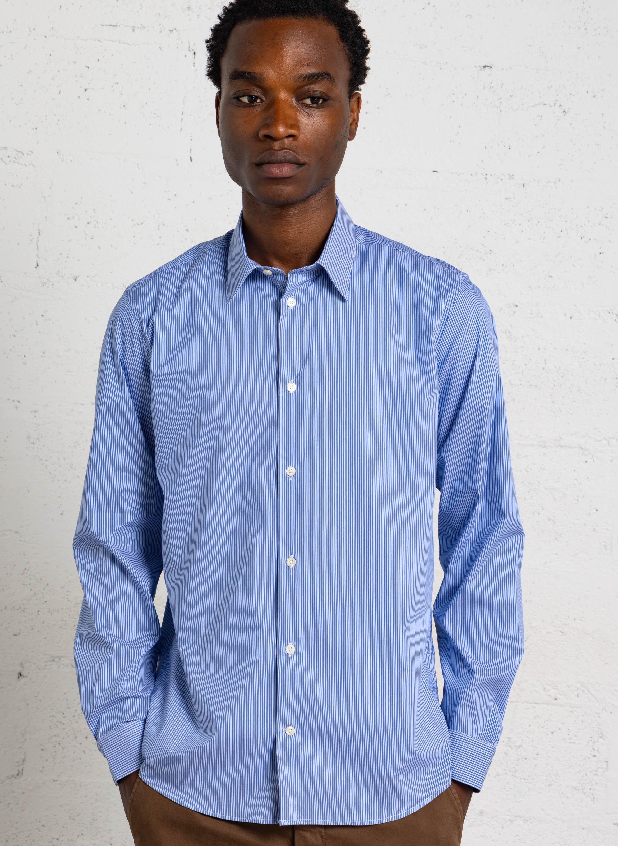 Chemise col classique en cootn AU PRINTEMPS PARIS Bleu