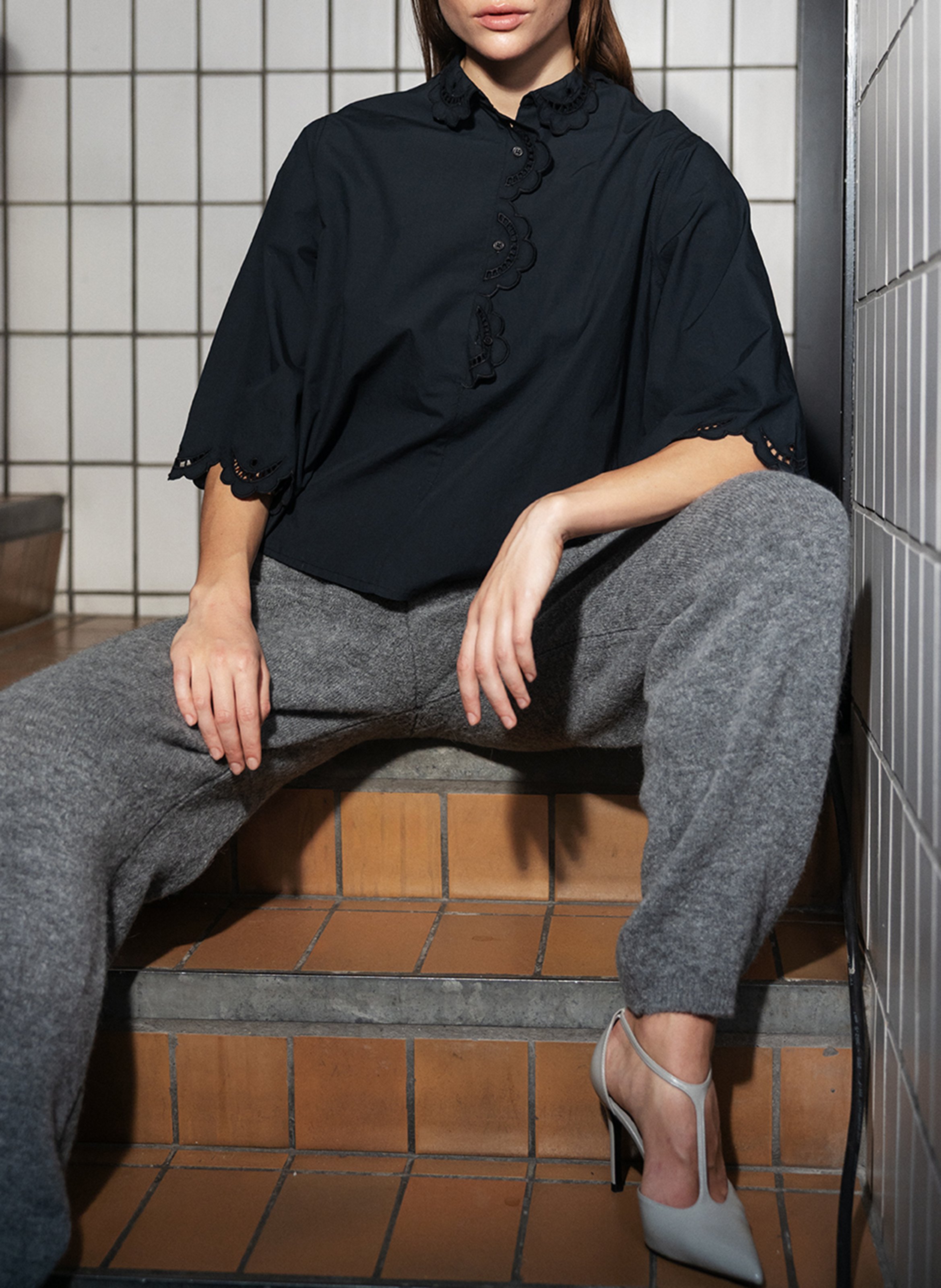 Chemise ample en coton bio PROJECT-AJ117 Noir