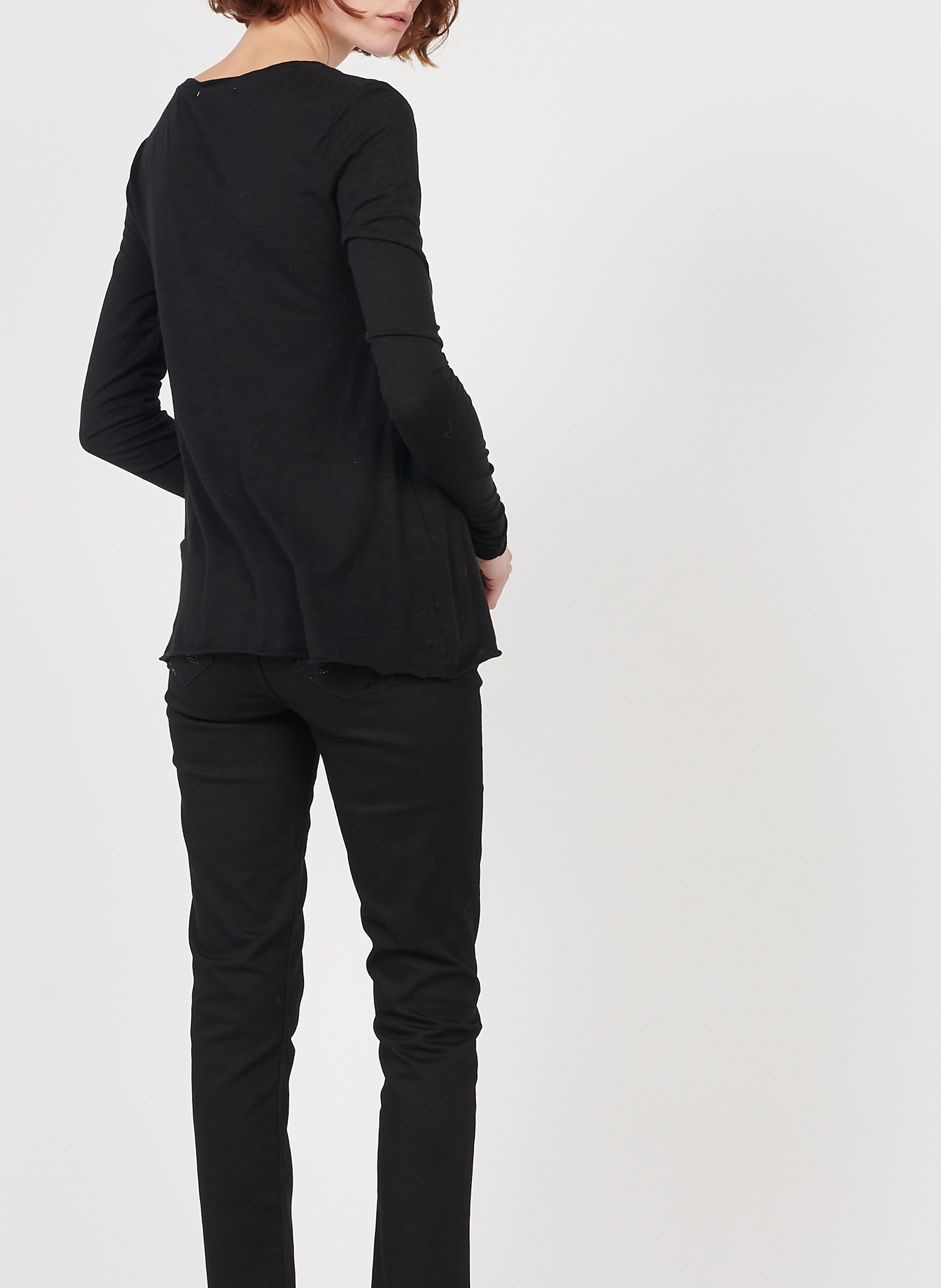 V-neck cotton-blend T-shirt AMERICAN VINTAGE Black