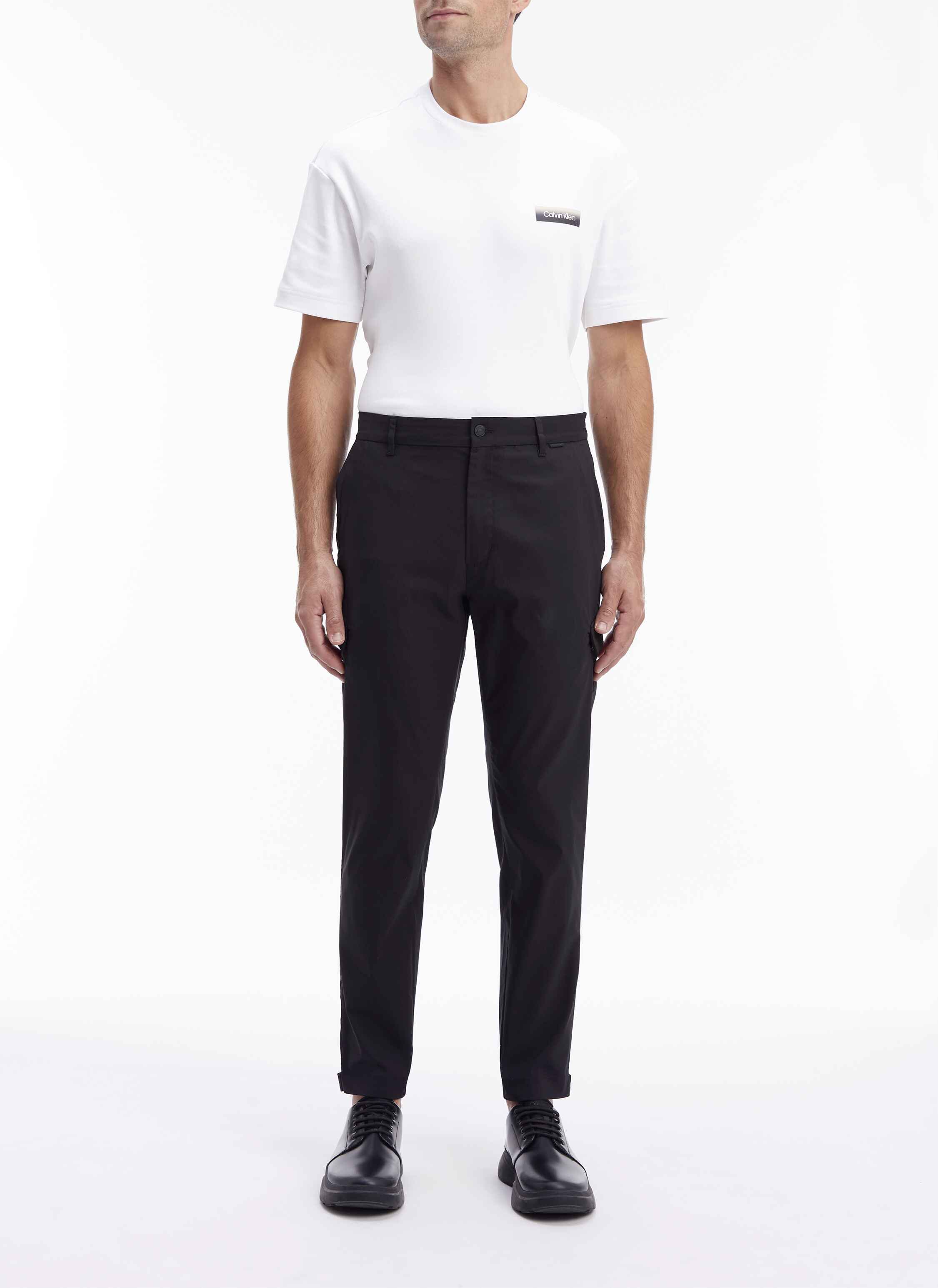 Pantalon cargo droit en coton mélangé CALVIN KLEIN Noir