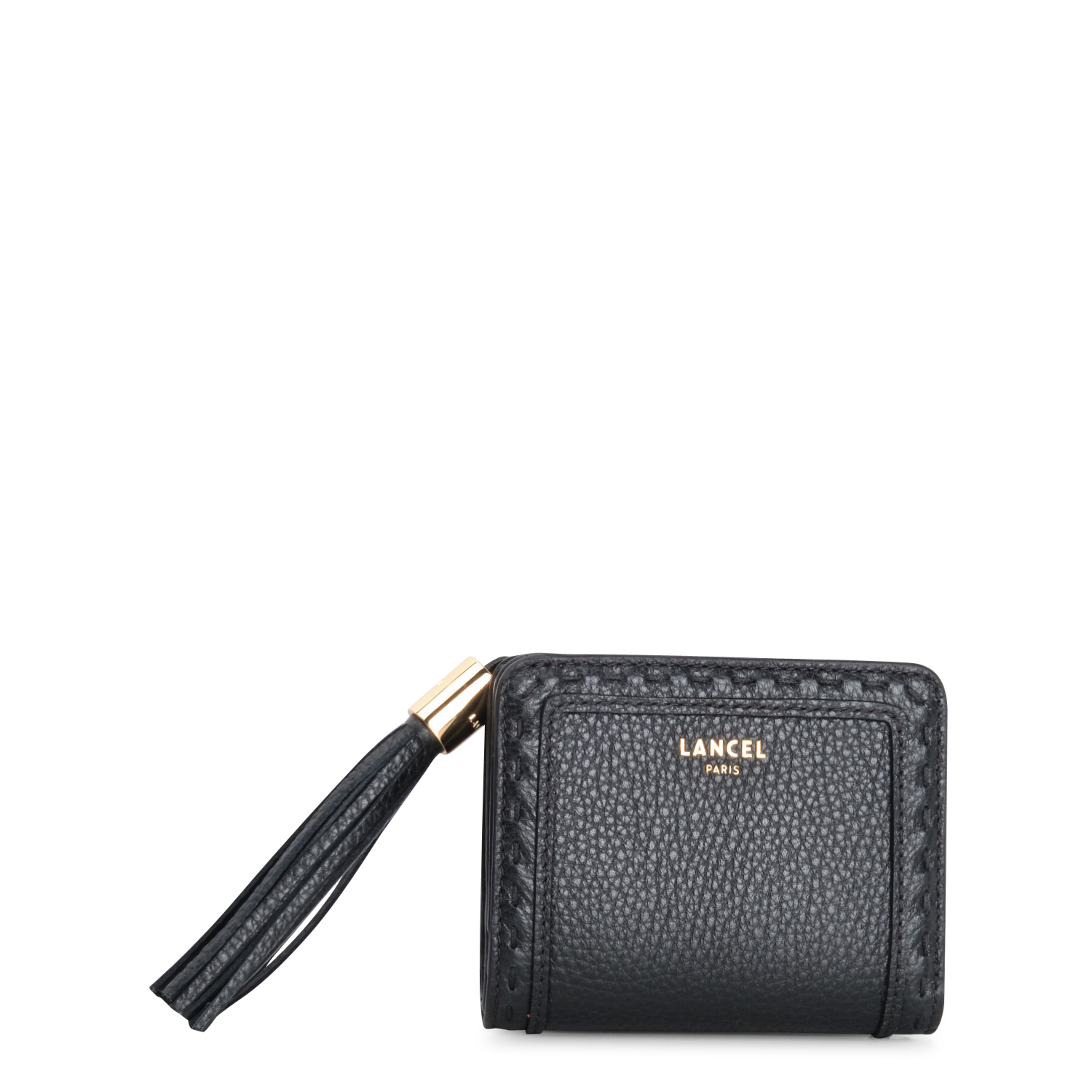 Portefeuille compact zippé en cuir  LANCEL