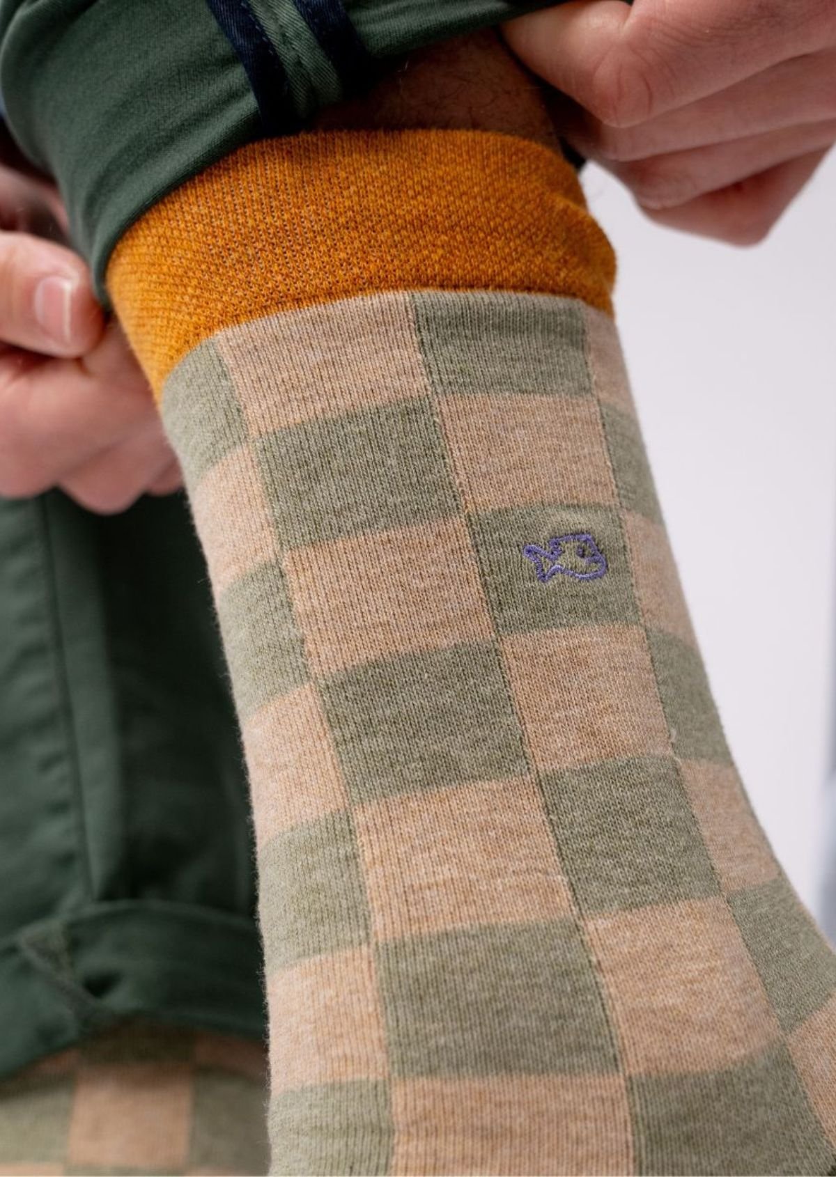 Checked combed cotton socks BILLYBELT Green