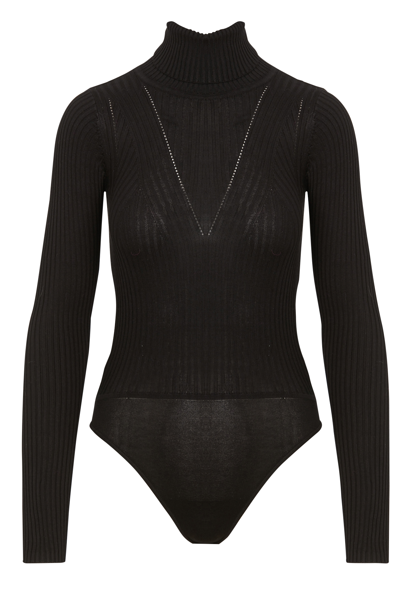 Strakke body van ribtricot met opstaande kraag KARMA KOMA Zwart