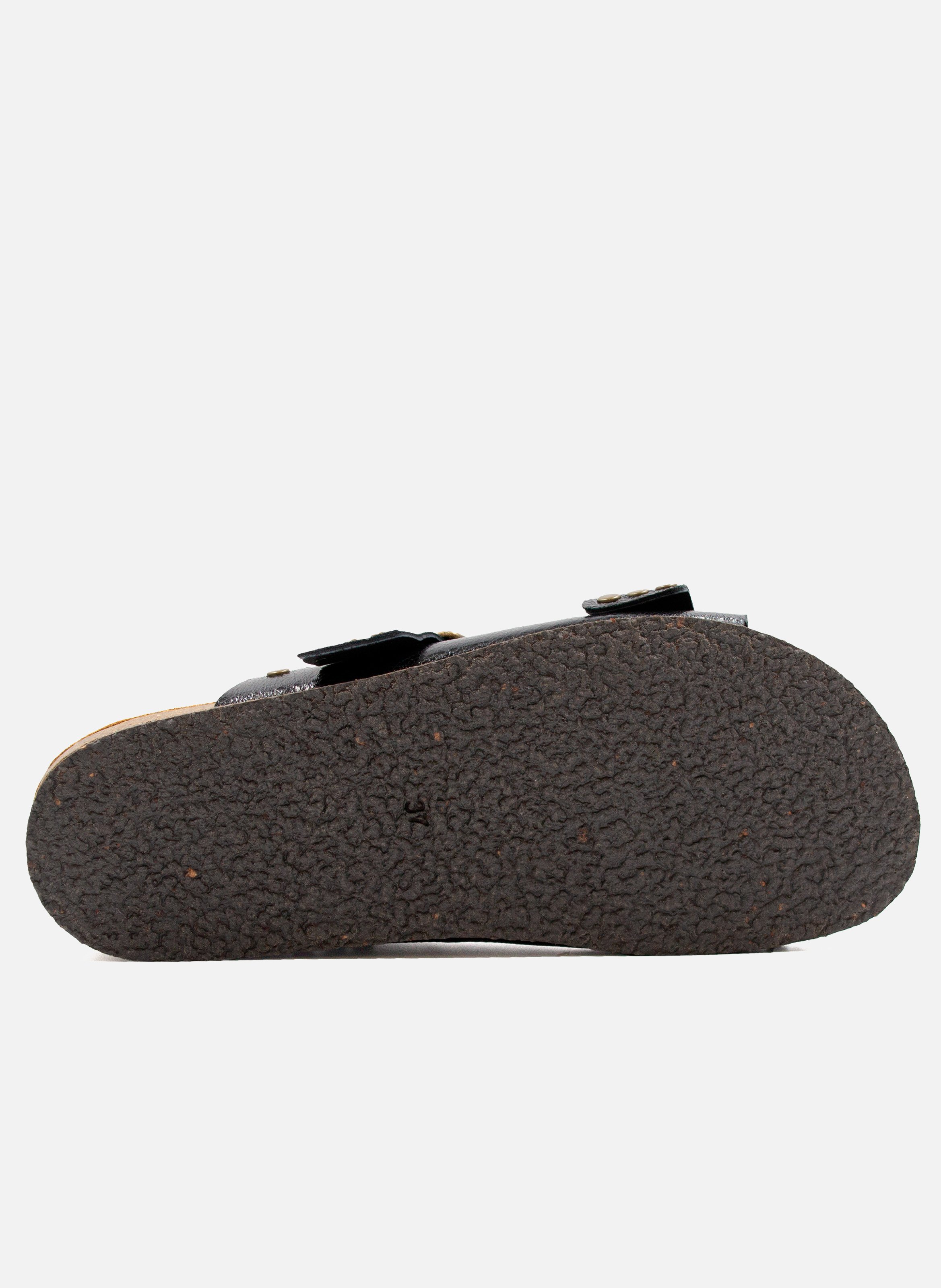 Metallic leather cork Mules with studs JULES & JENN Black