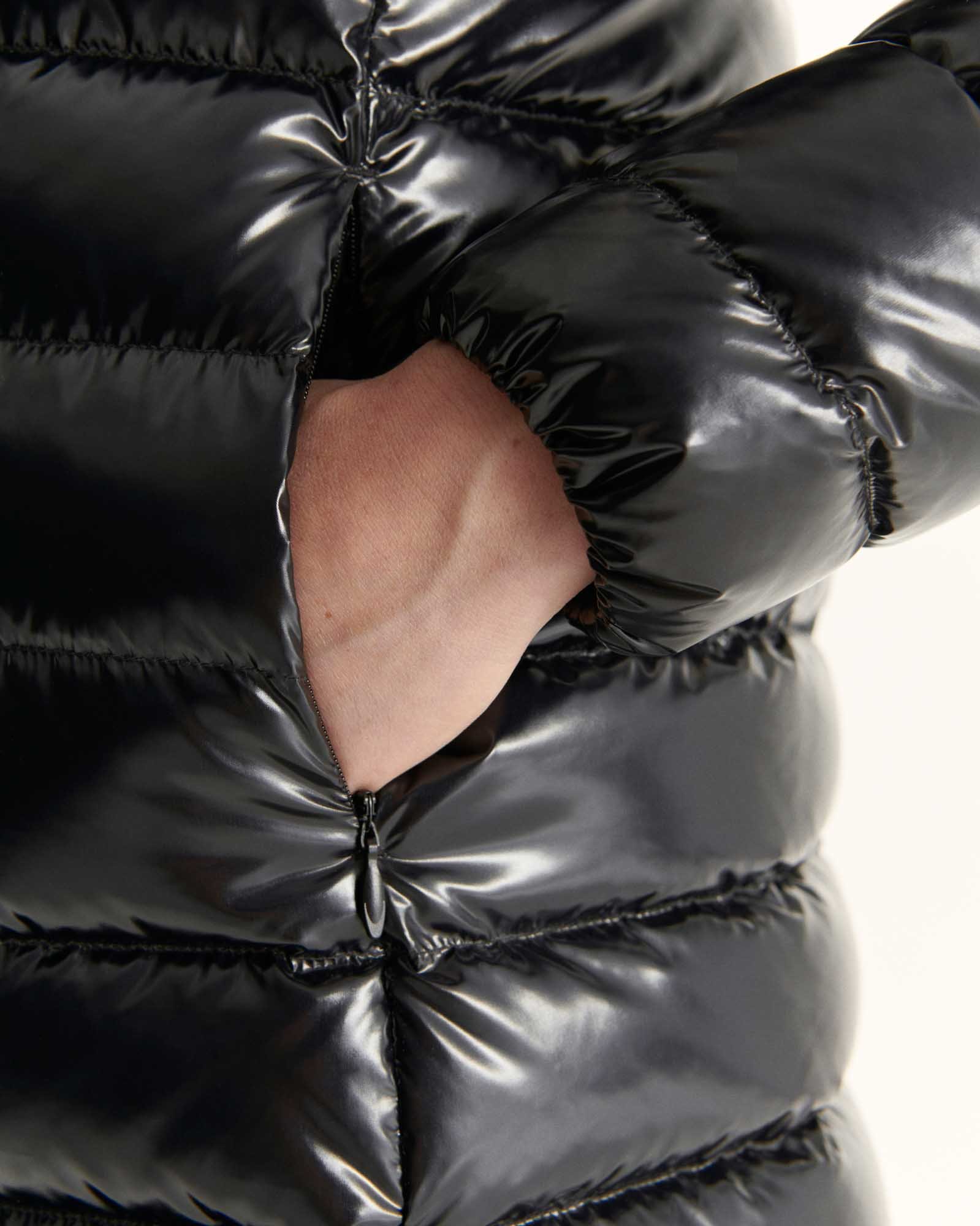 Doudoune mi-longue laquée grand froid perle Noir