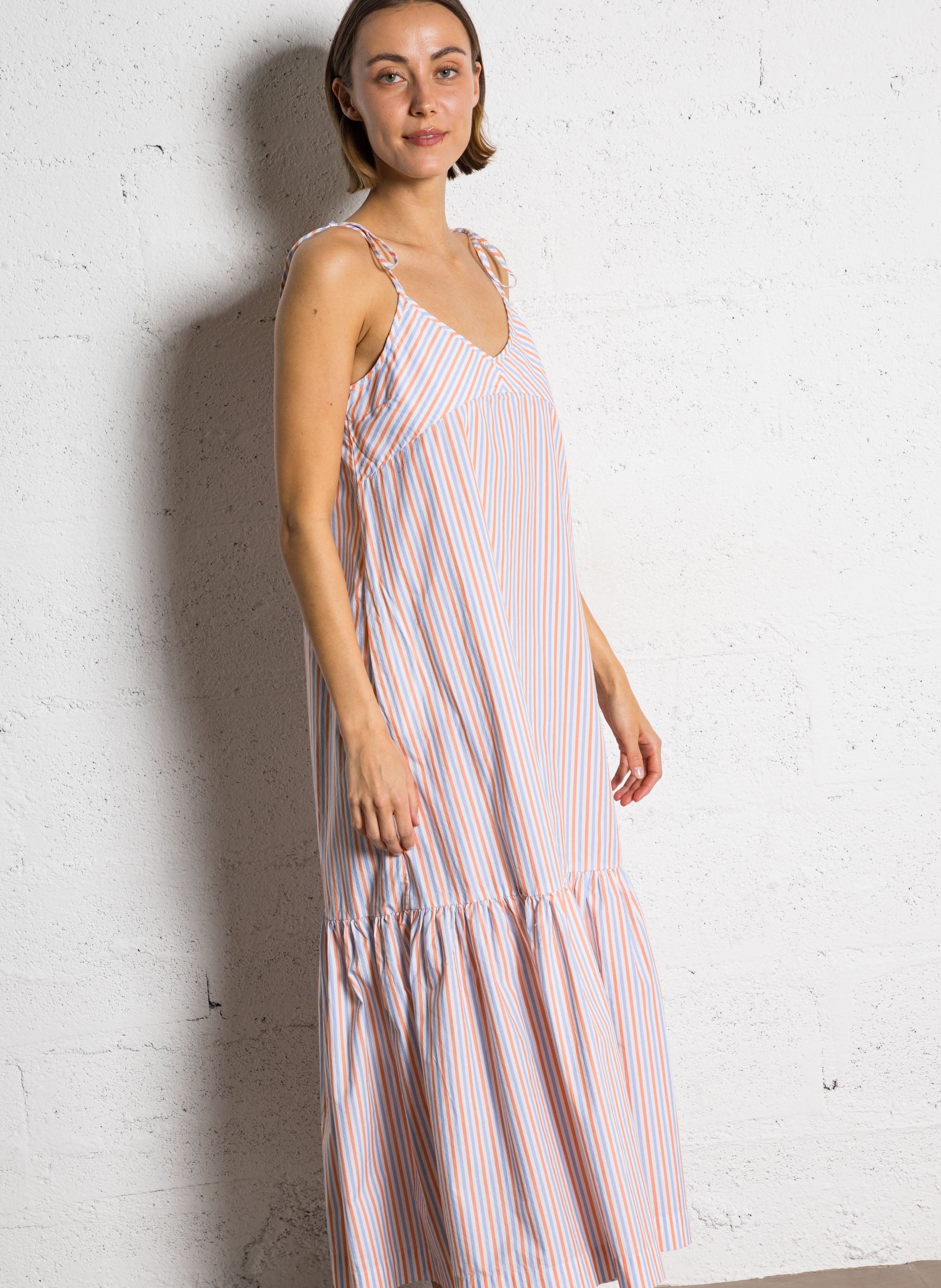Robe longue rayée à bretelles  THE TINY BIG SISTER Multicolore