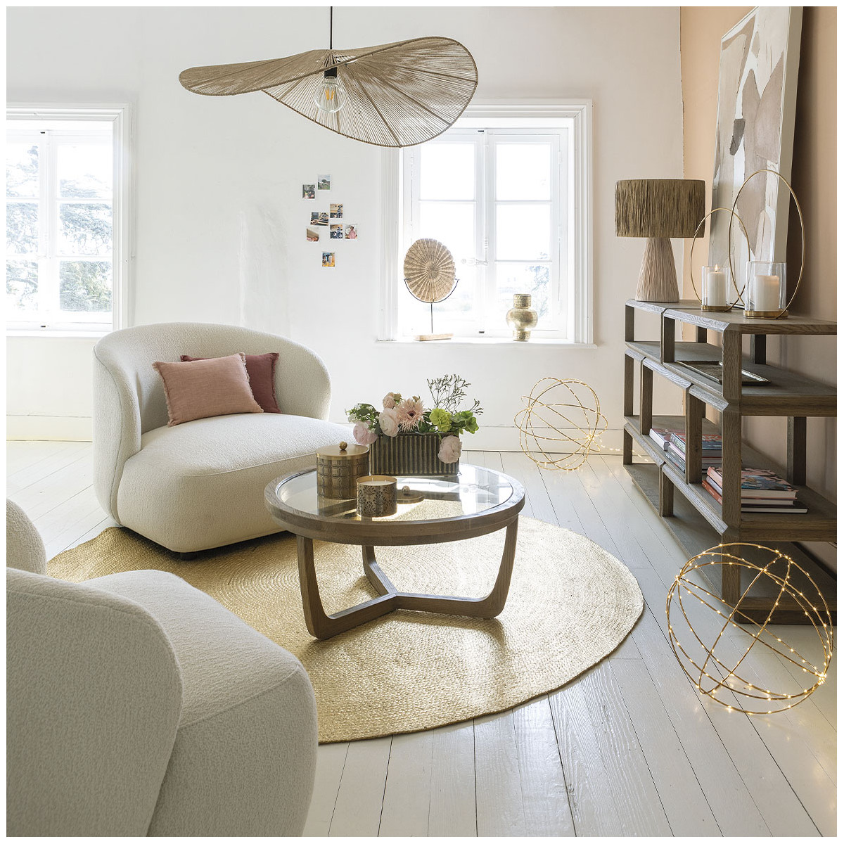 Large bouclé armchair BLANC D'IVOIRE Beige