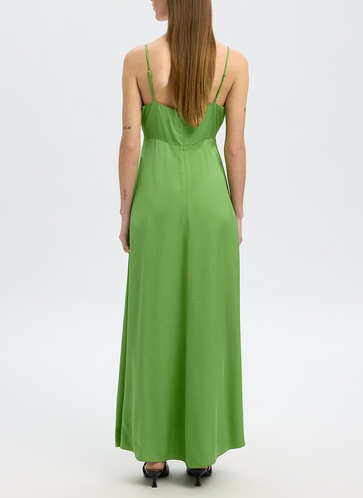 Long V-neck dress SELECTED Green