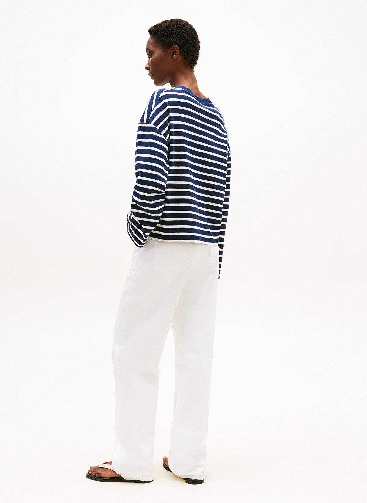 Tee-shirt col rond en coton rayé TOMMY HILFIGER Bleu