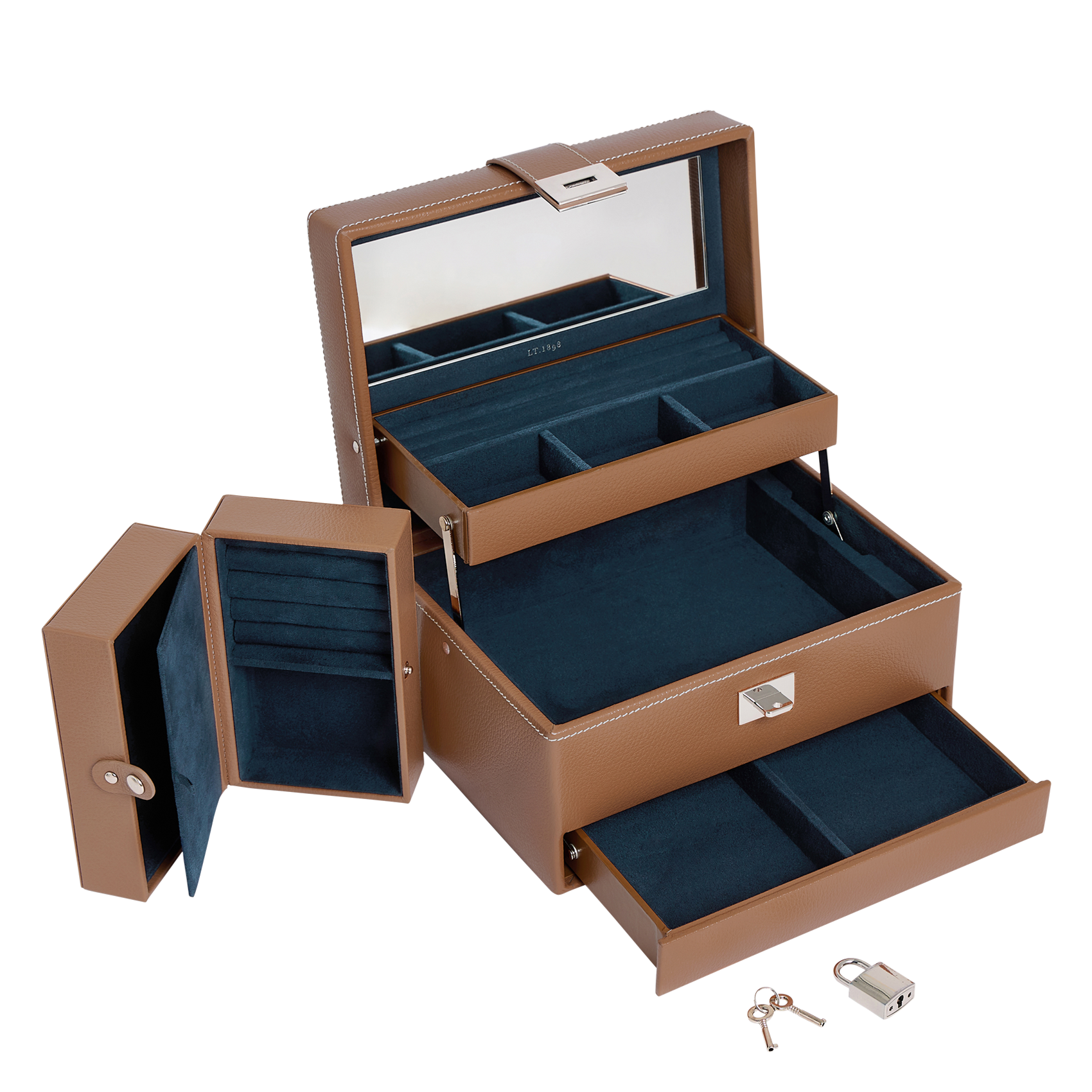 Boîte à bijoux moyen format en cuir LE TANNEUR Beige