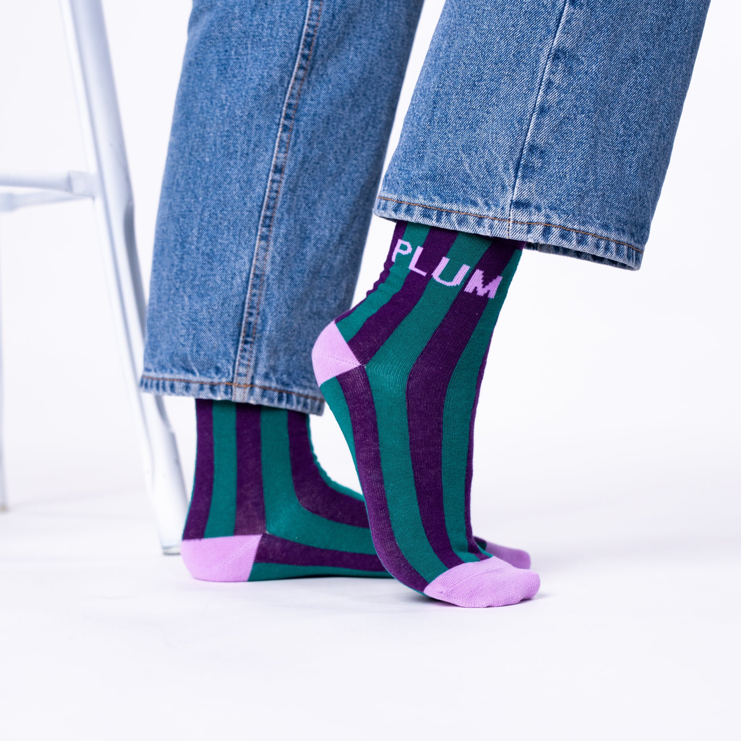 Striped combed cotton socks BILLYBELT Purple