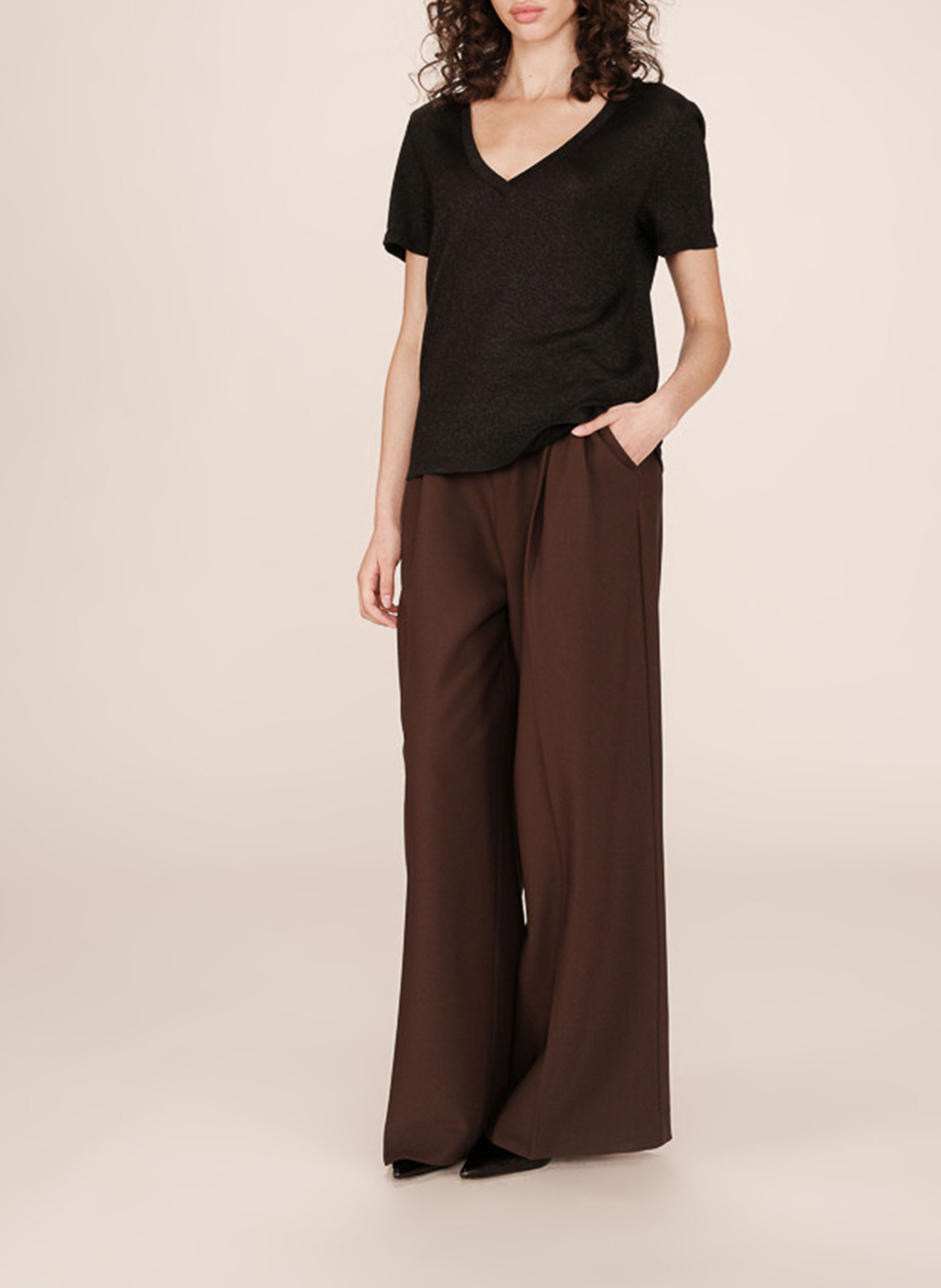 Tee-shirt col v  GRACE ET MILA Noir