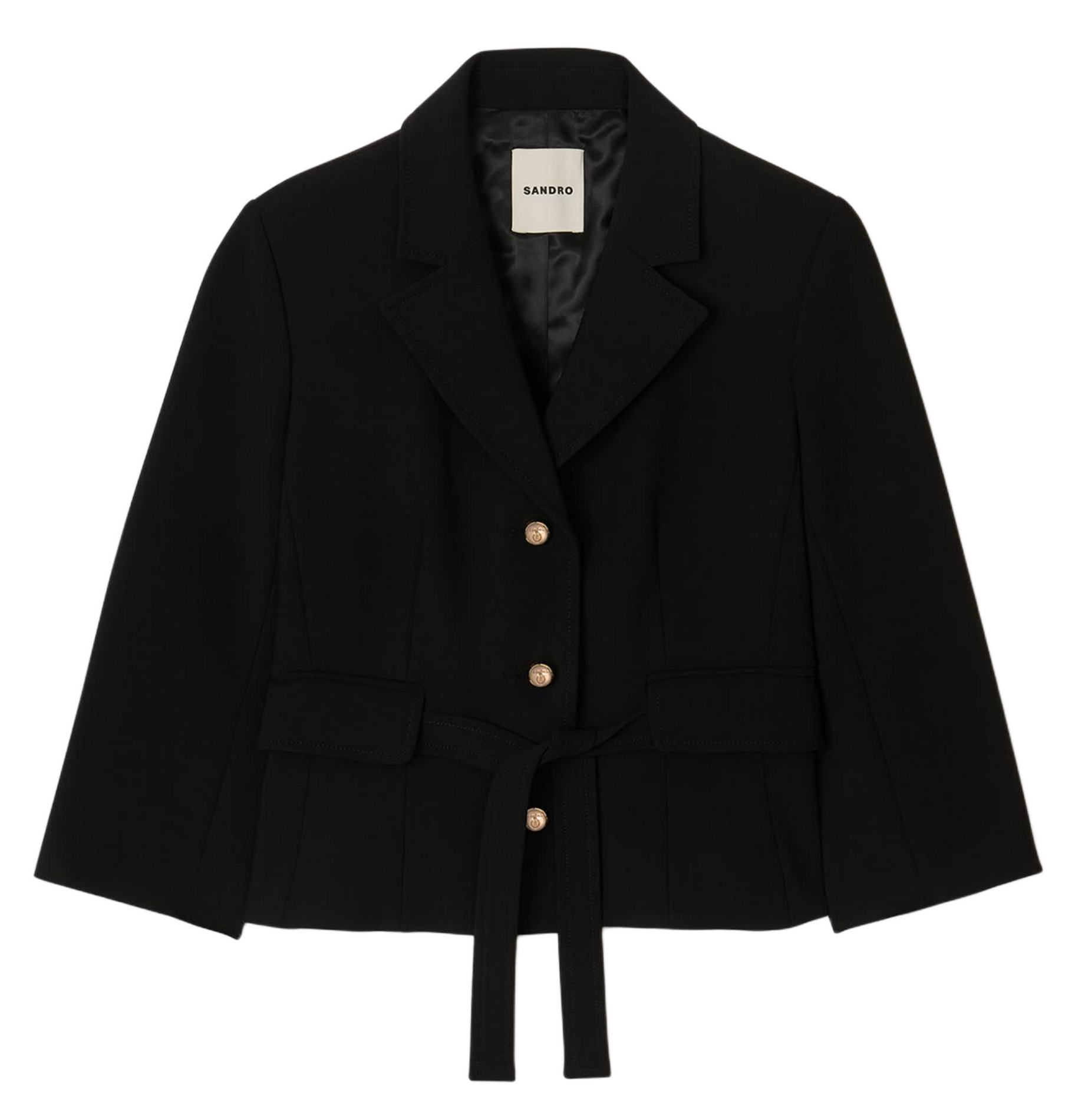 Veste cintrée courte col tailleur SANDRO Noir
