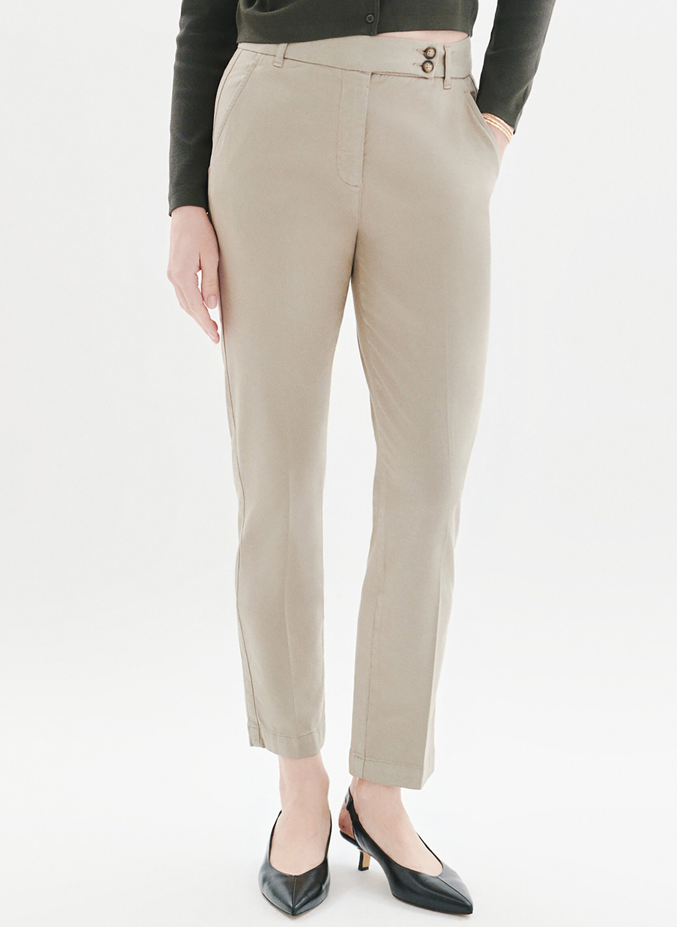 Cotton-mix slim trousers CAROLL Grey