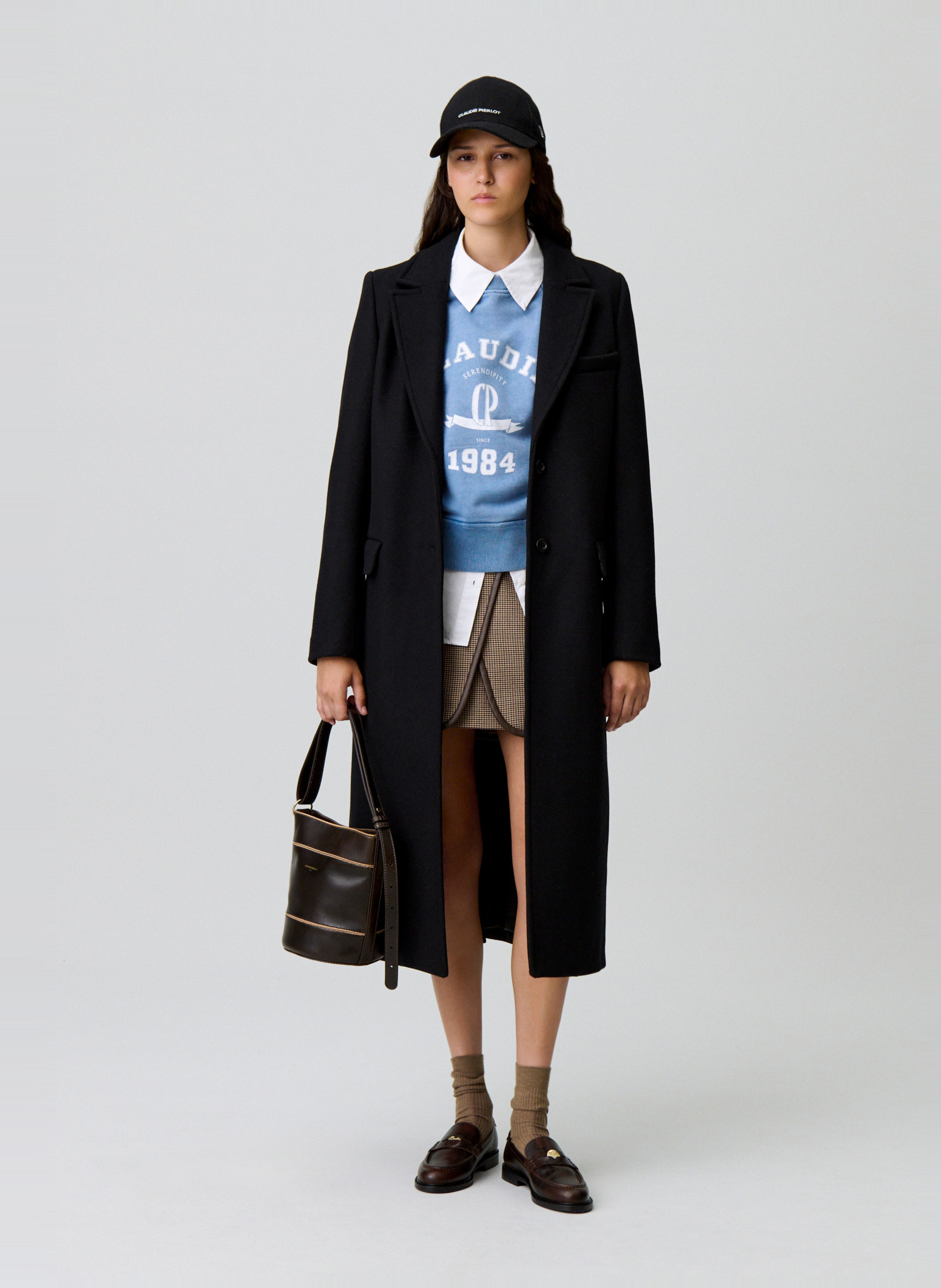 Mittellanger Oversize-Mantel in Uni CLAUDIE PIERLOT Schwarz