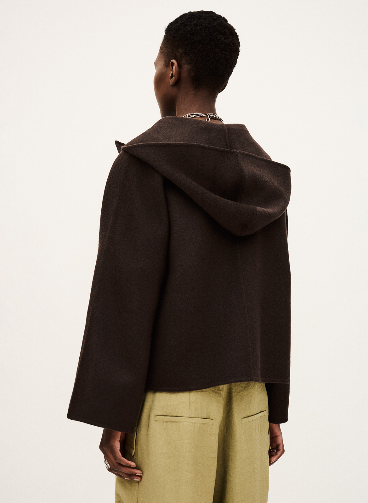 Manteau court à capuche en laine BA&SH Marron