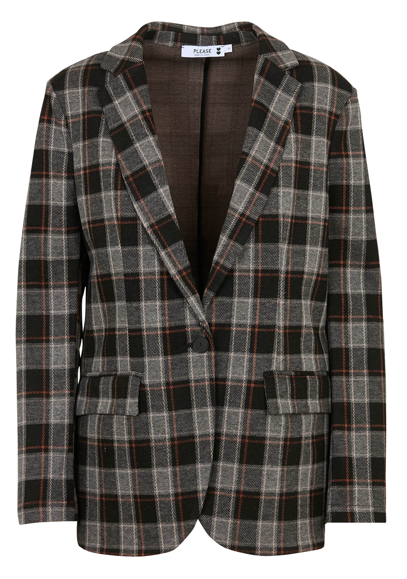 Veste tailleur droite à carreaux PLEASE Noir