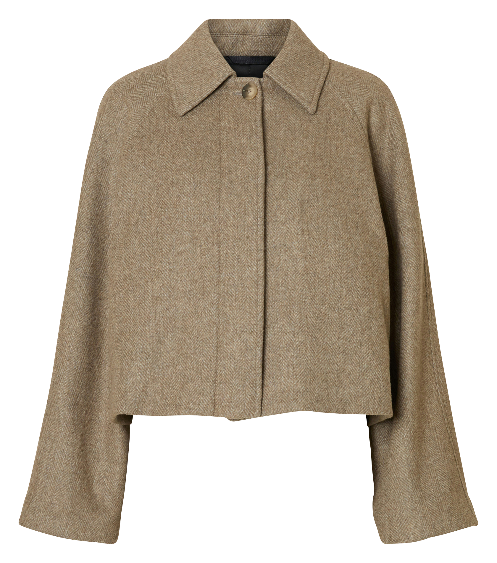 Short oversized herringbone jacket SELECTED Brown