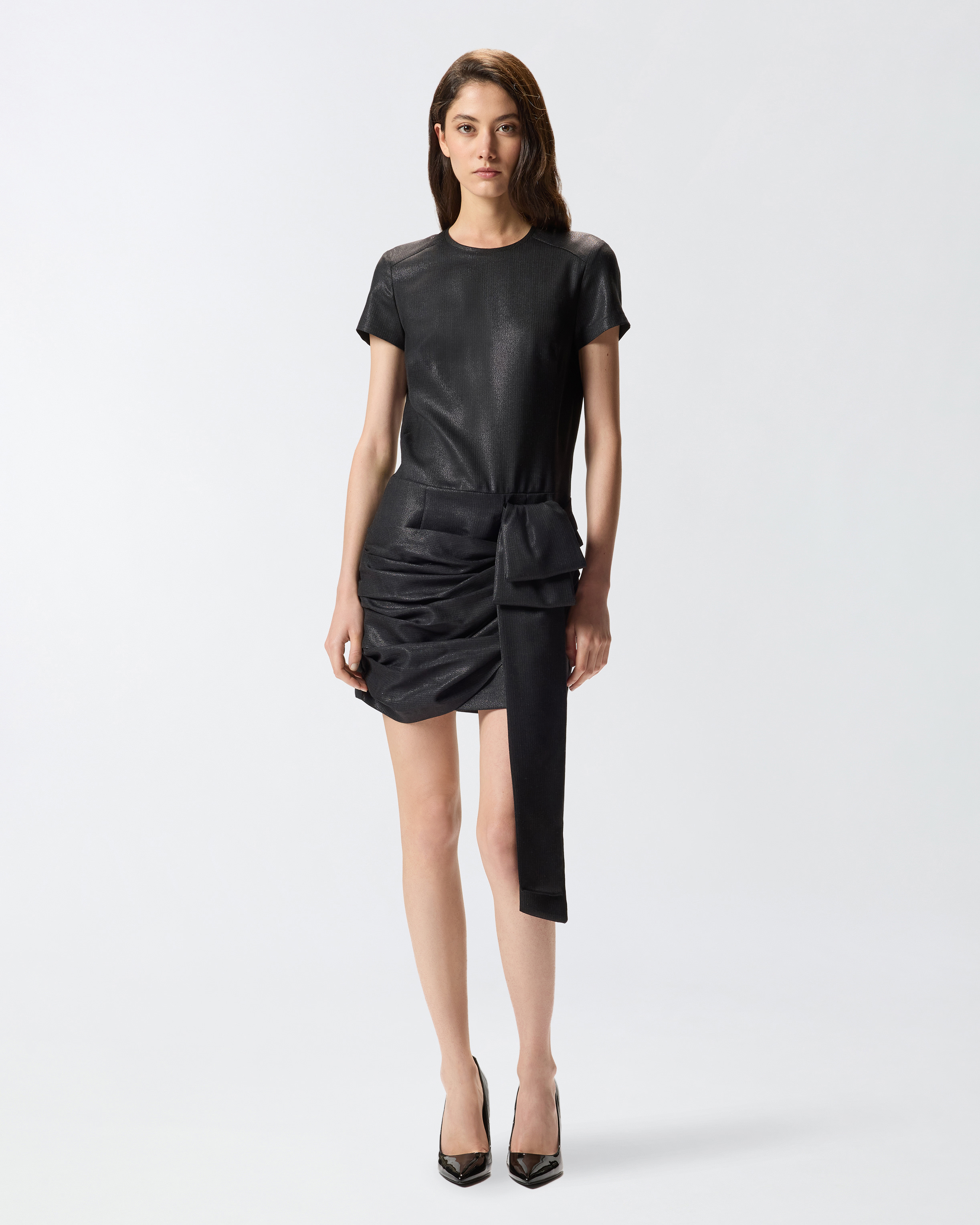 Short dress with stripes and draping PINKO Black