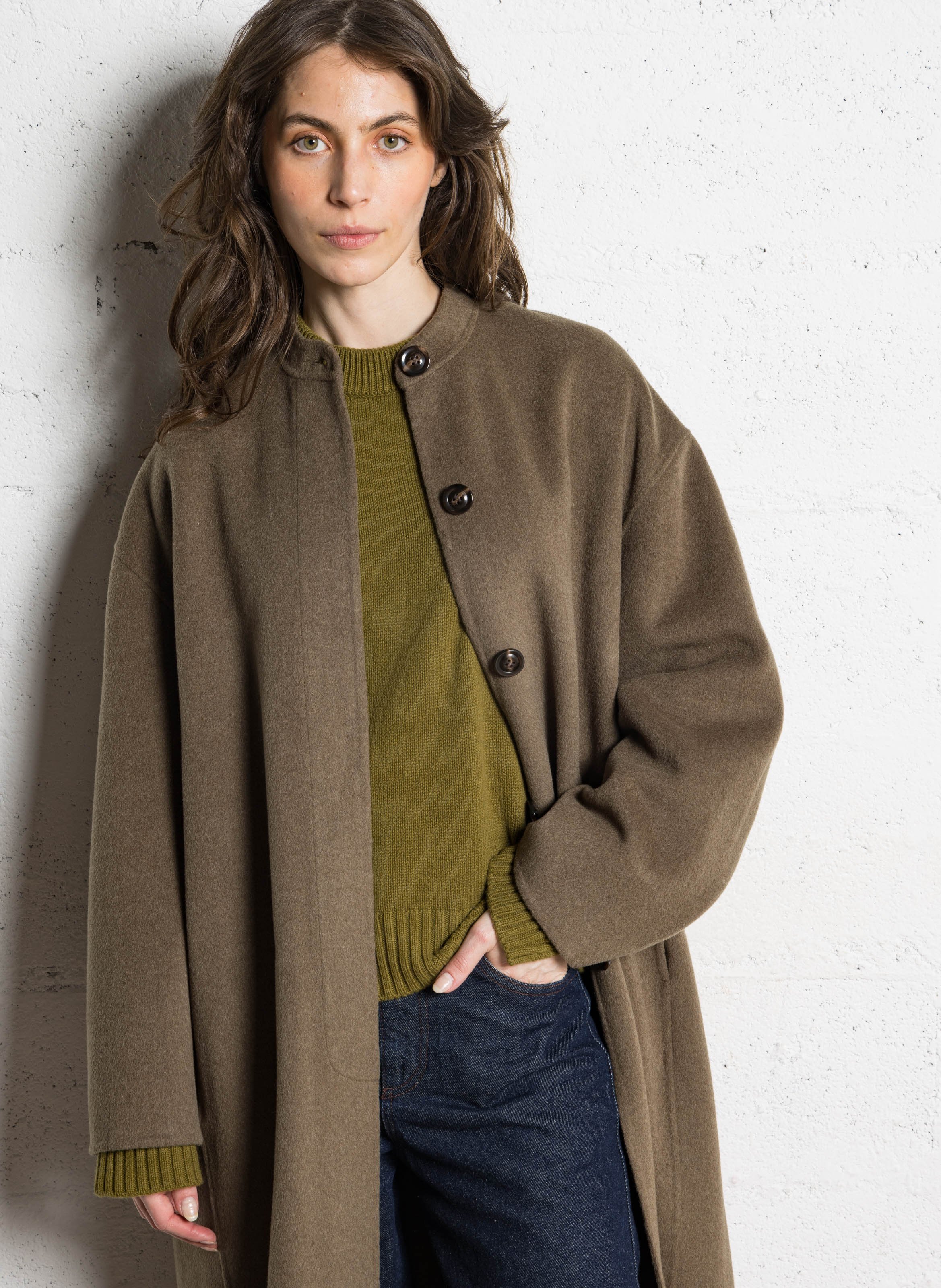 Manteau oversize en laine mélangée SOEUR Beige
