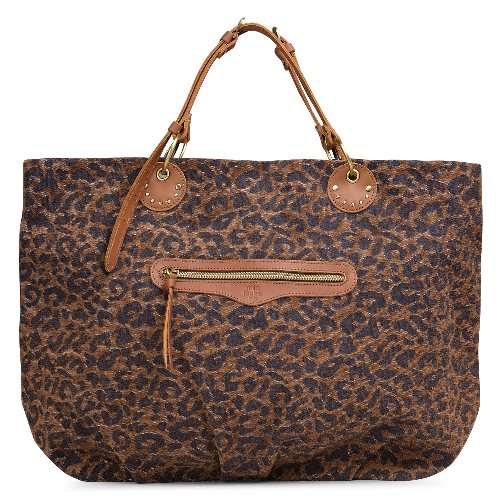 Shopper van bedrukte jacquard MILA LOUISE Beige