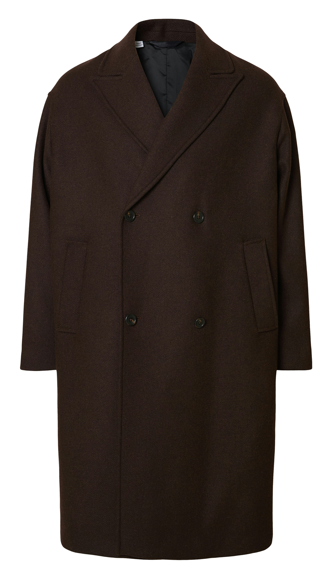 Manteeau en laine recyclée col tailleur SELECTED Marron