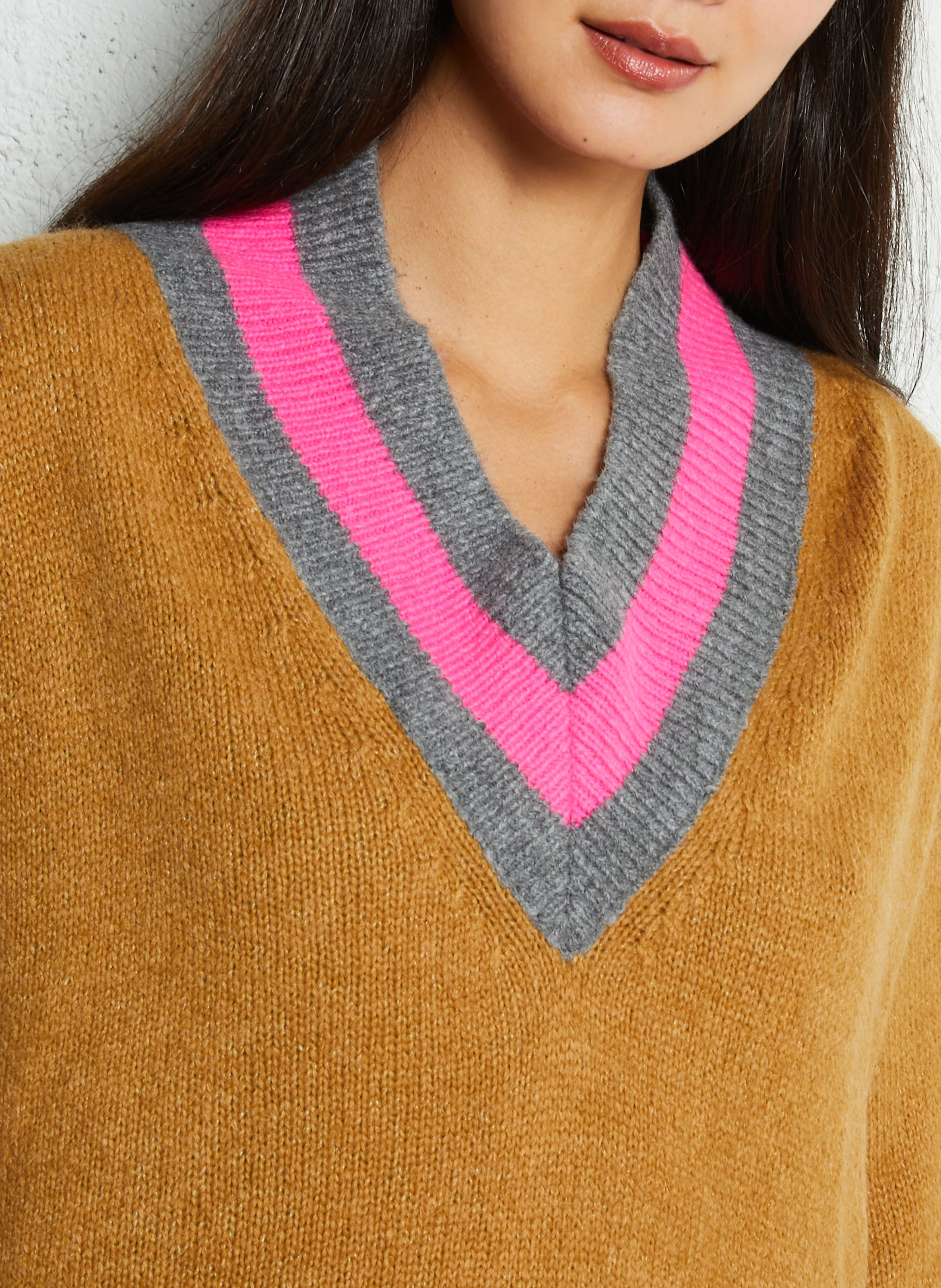 Pull oversize col V DR BLOOM Marron