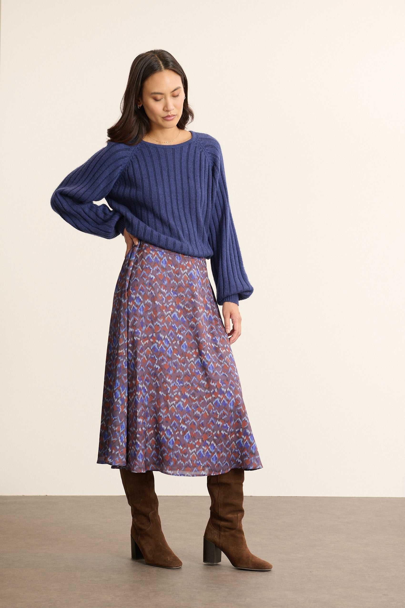 Anel printed midi skirt GARANCE PARIS Blue