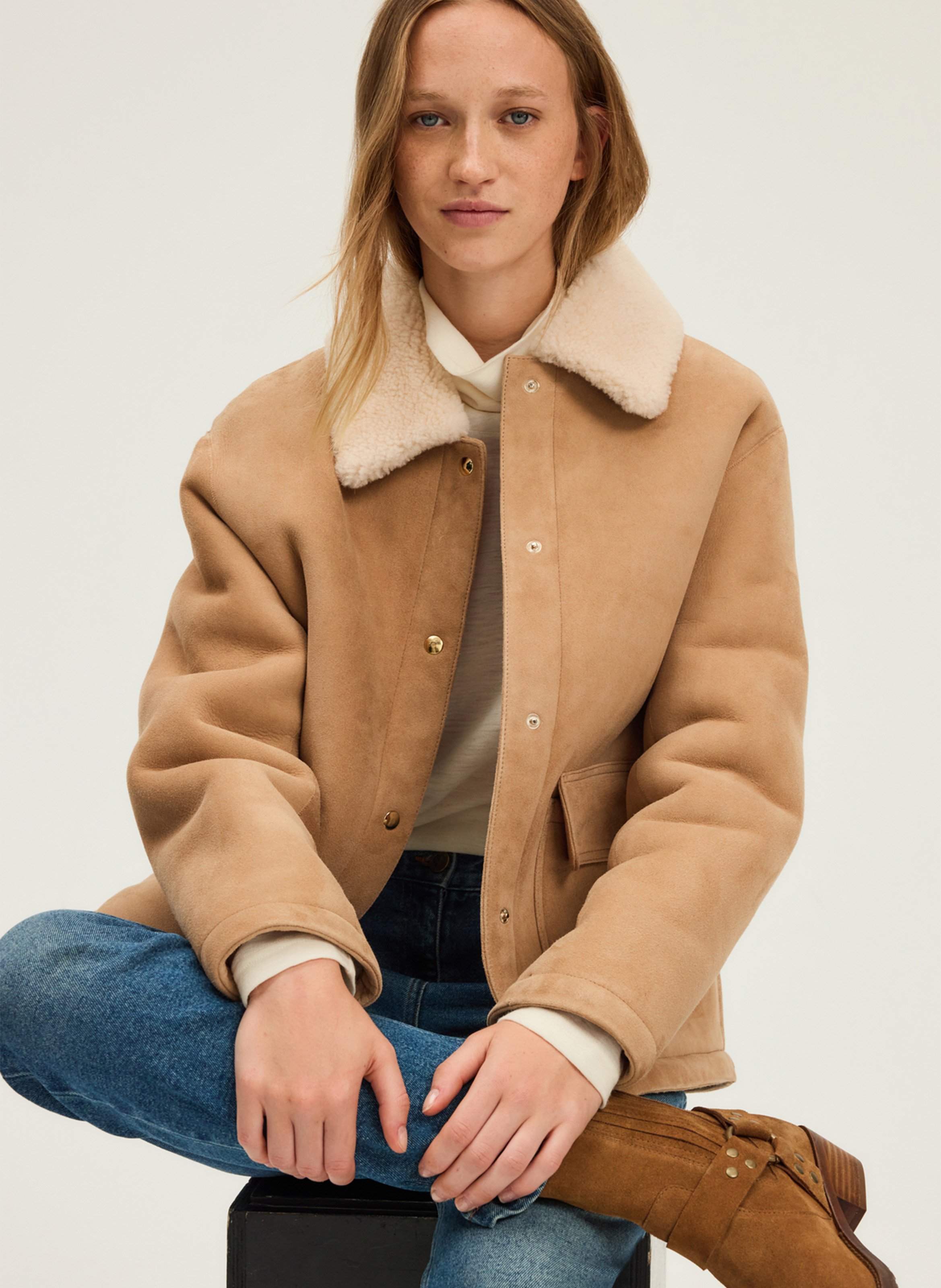 Lambskin leather jacket with classic collar PABLO Brown